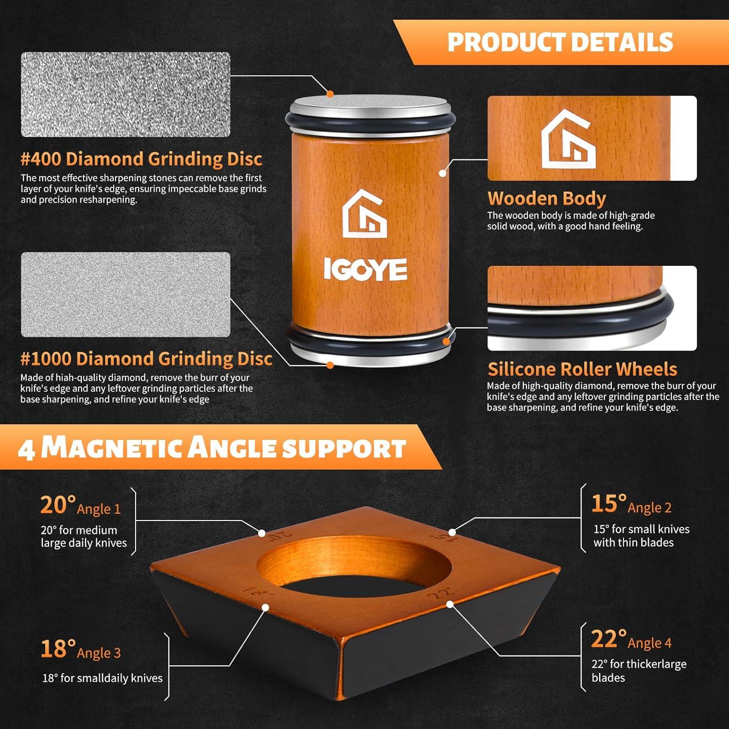 Afilador de Cuchillos IGOYE 4 Ángulos Diamante Profesional