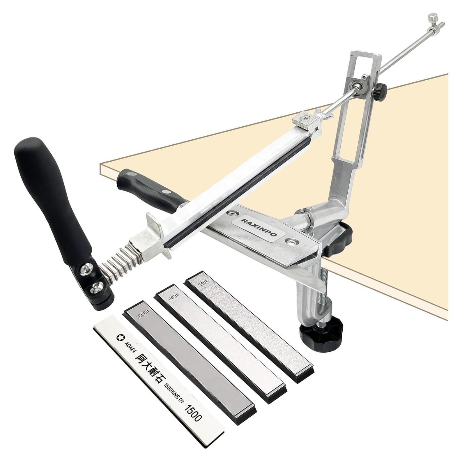 Afilador de Cuchillos RAXINPO con 4 Piedras y Ángulo Fijo