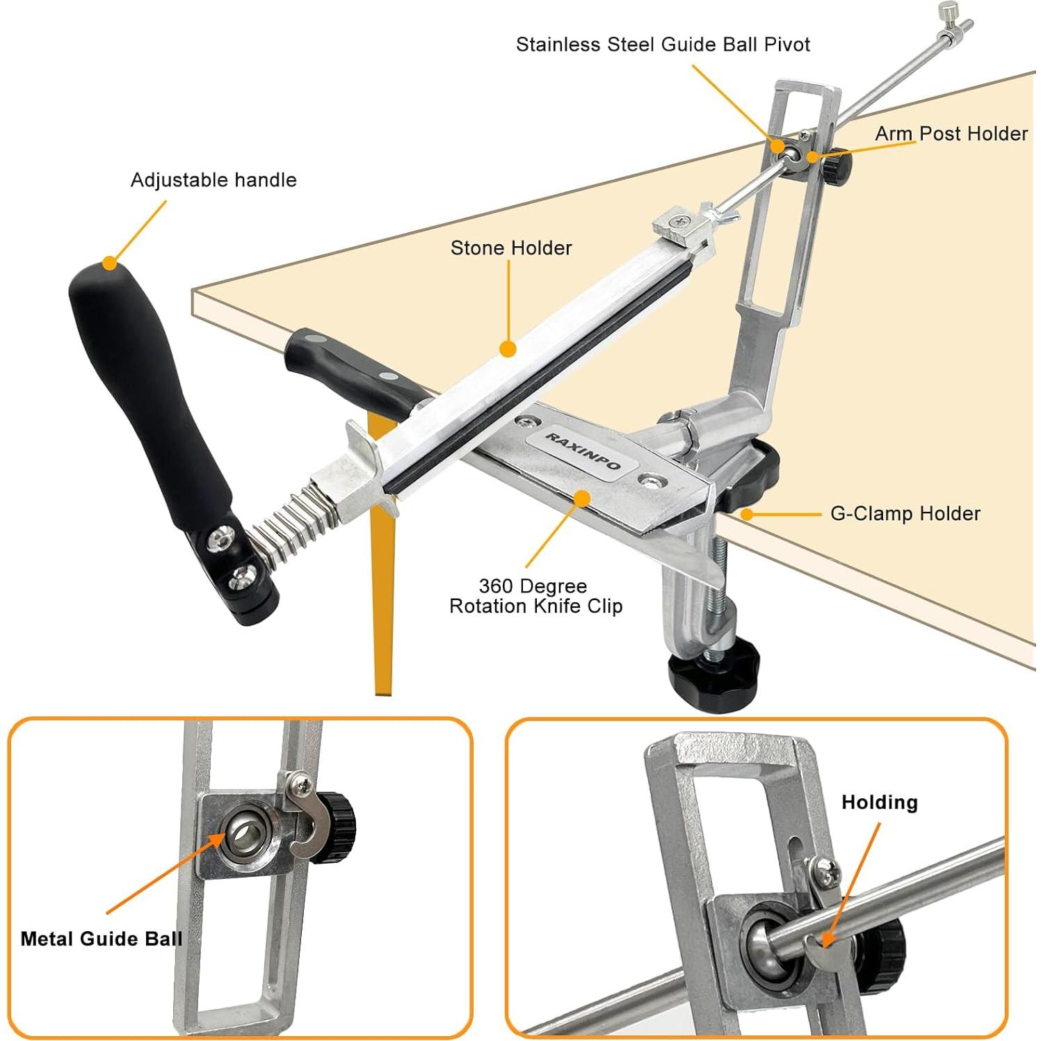 Afilador de Cuchillos RAXINPO con 4 Piedras y Ángulo Fijo