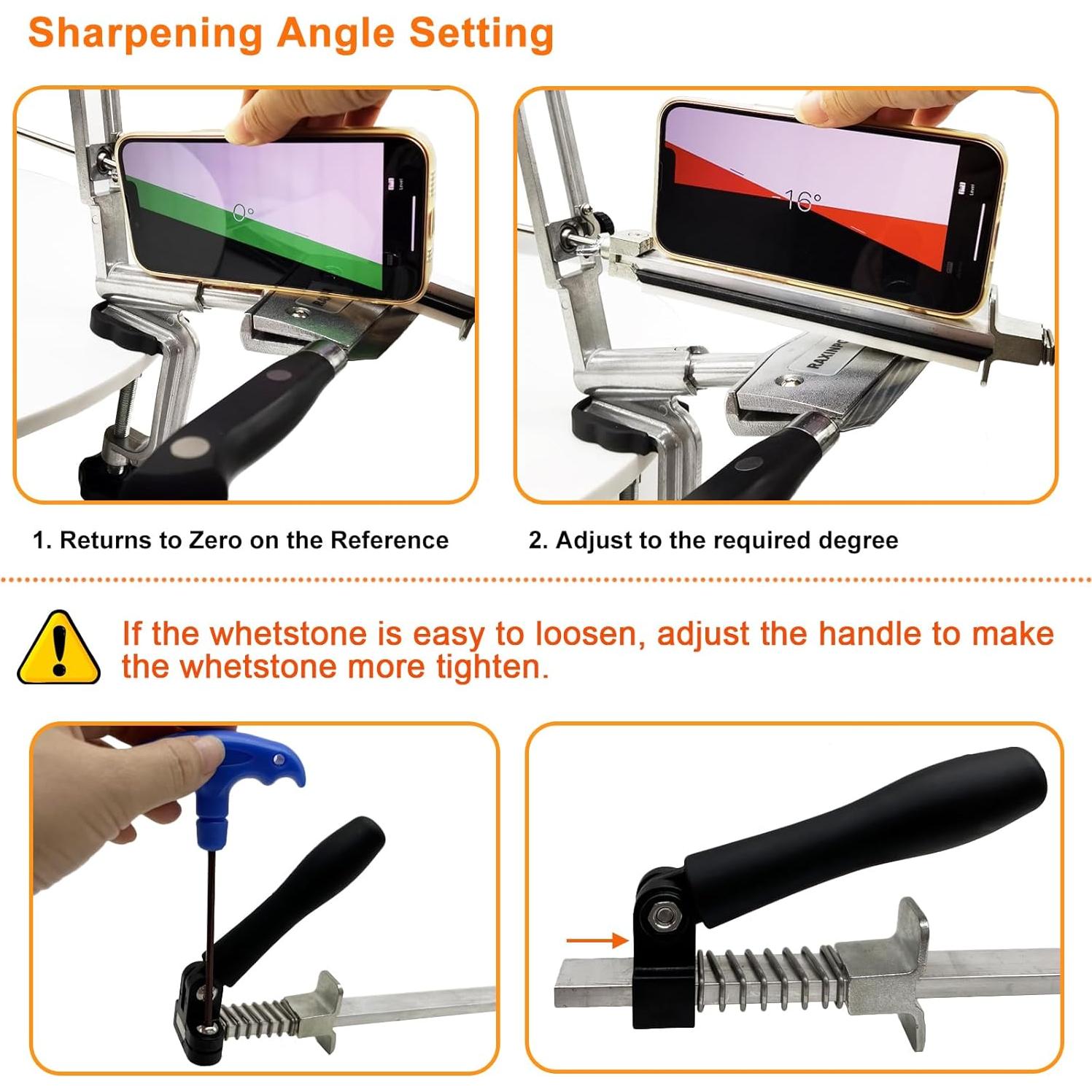 Afilador de Cuchillos RAXINPO con 4 Piedras y Ángulo Fijo