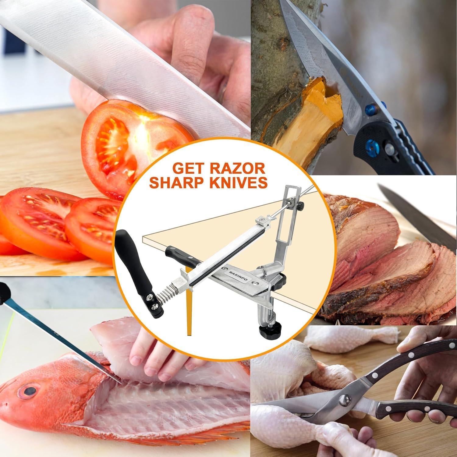 Afilador de Cuchillos RAXINPO con 4 Piedras y Ángulo Fijo