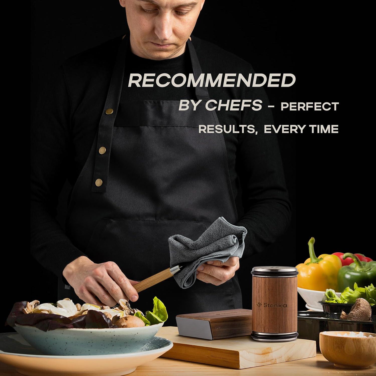 Afilador de Cuchillos Rodante Stonka de Nogal con Ruedas de Diamante