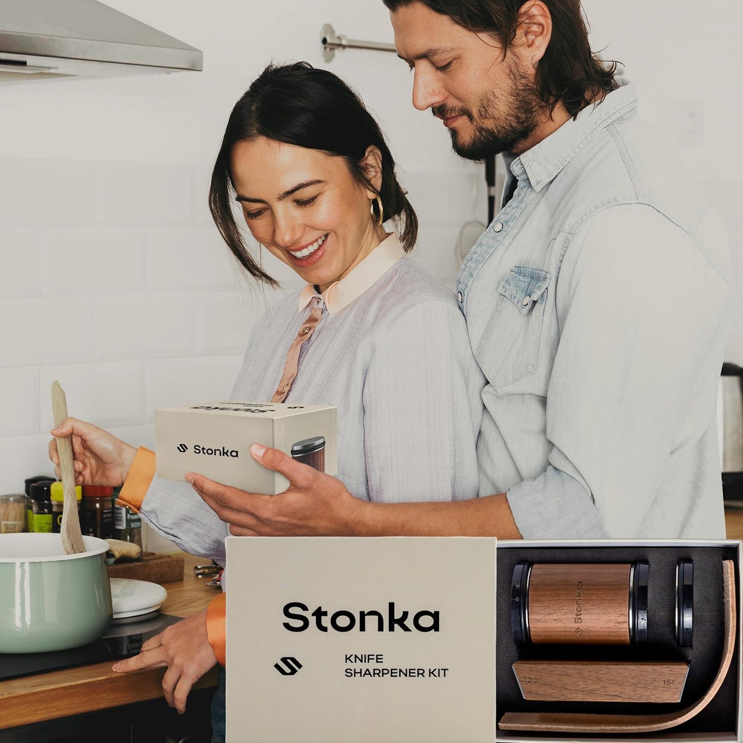 Afilador de Cuchillos Rodante Stonka de Nogal con Ruedas de Diamante