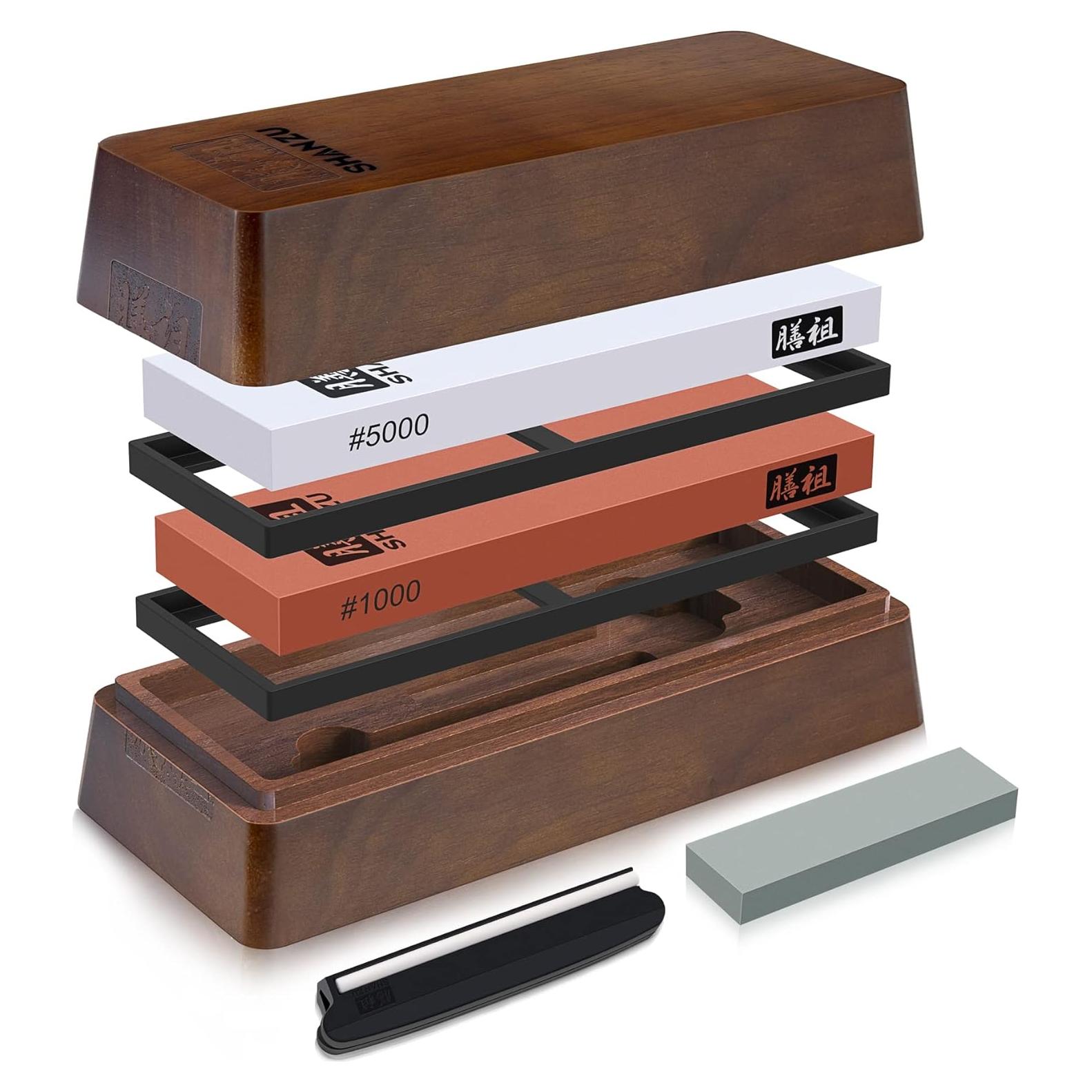 Juego de 2 Piedras de Afilado SHAN ZU 1000/5000 con Base Antideslizante