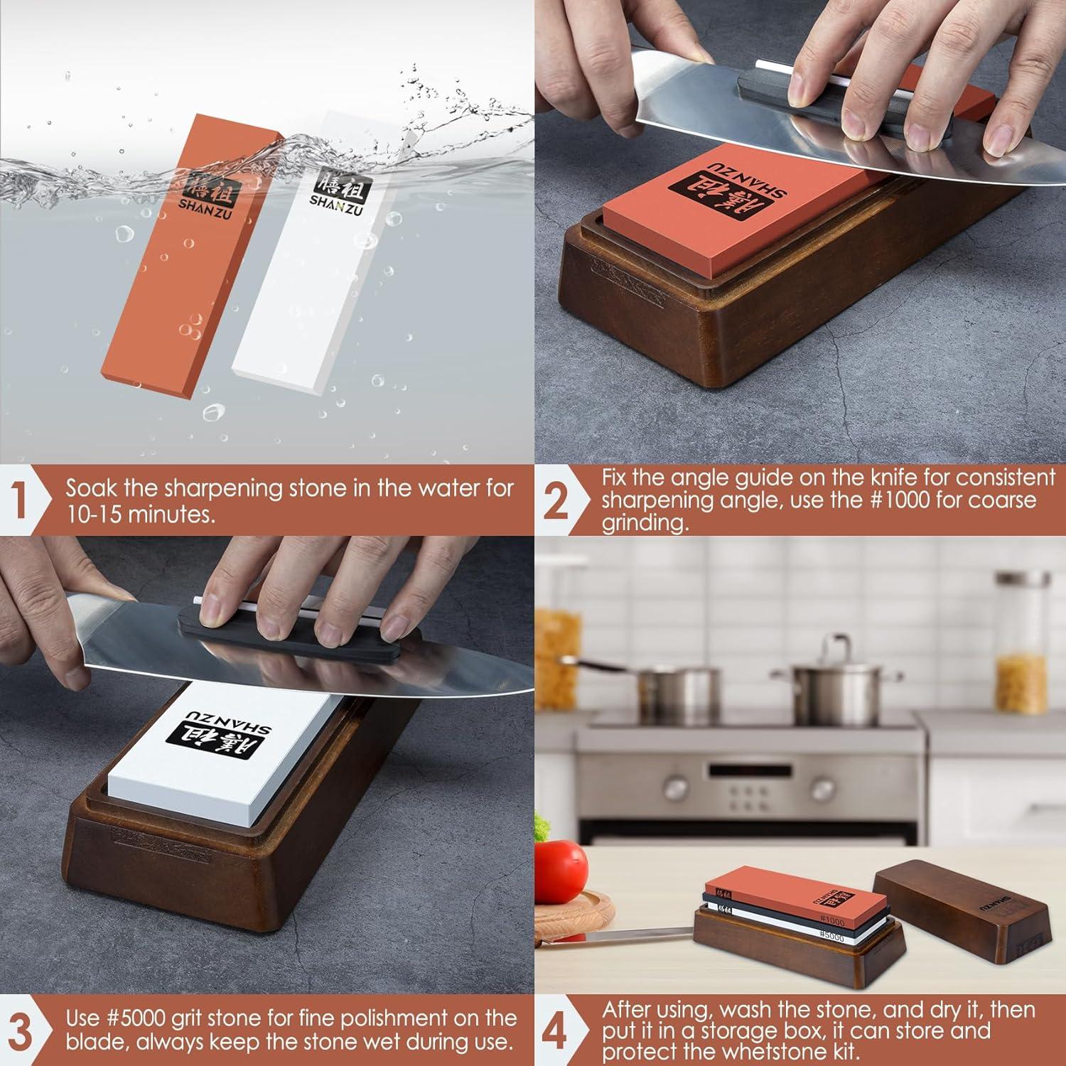Juego de 2 Piedras de Afilado SHAN ZU 1000/5000 con Base Antideslizante