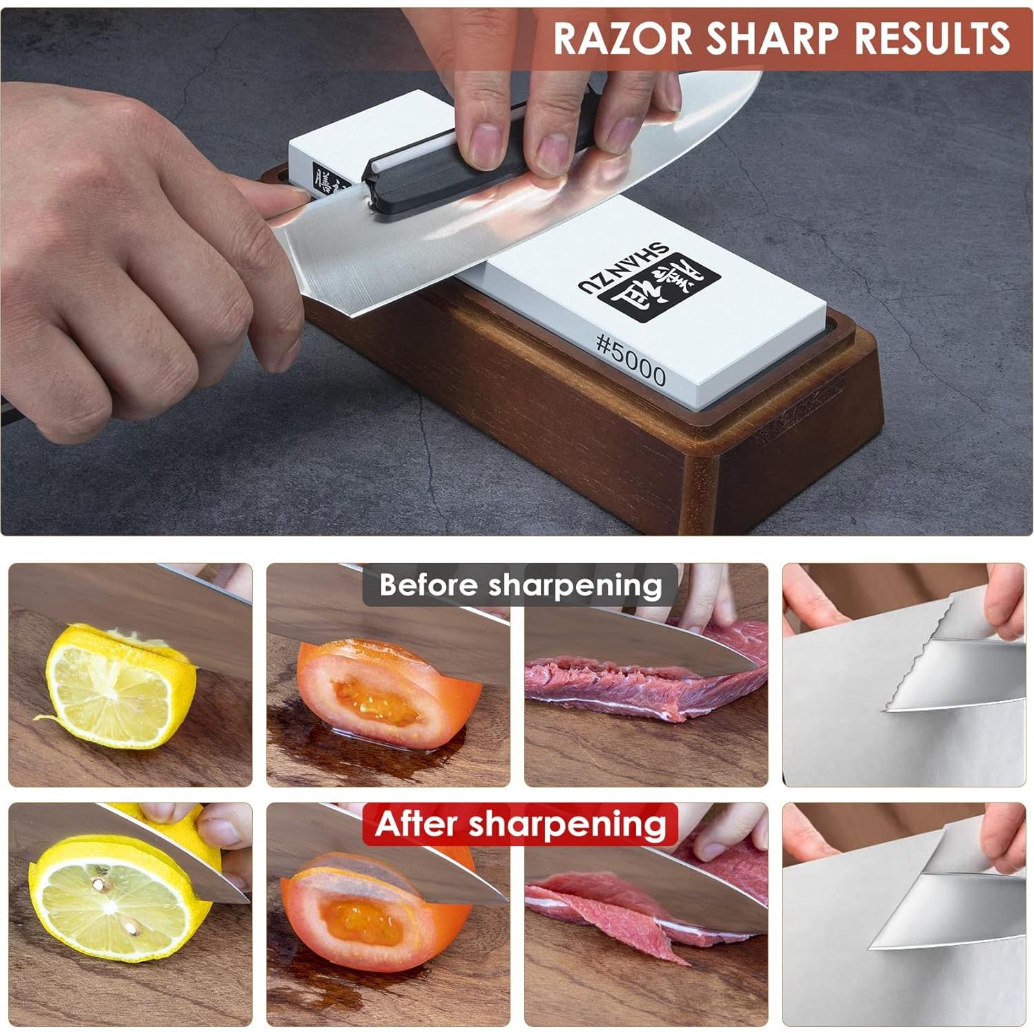 Juego de 2 Piedras de Afilado SHAN ZU 1000/5000 con Base Antideslizante