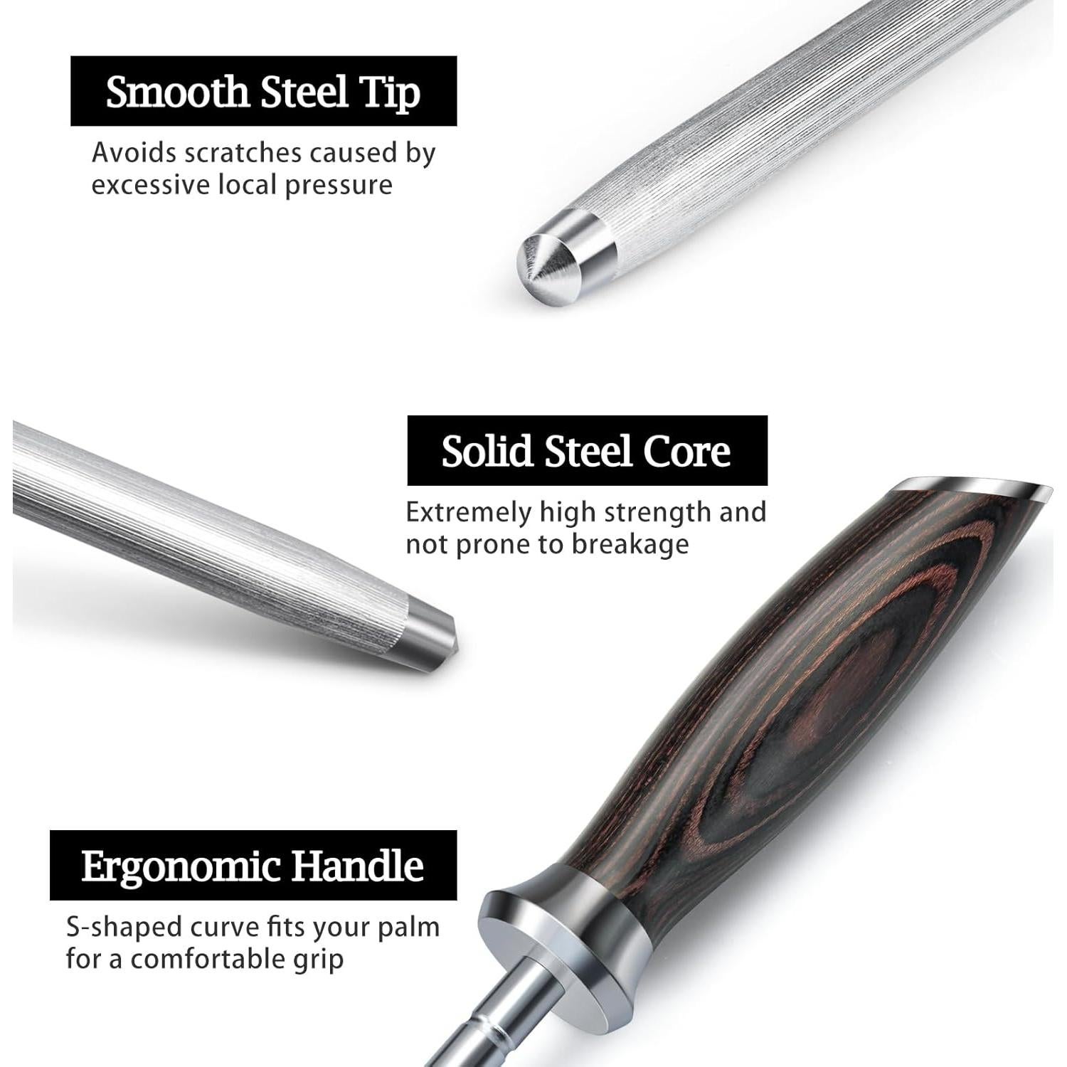 Varilla de Afilado HOSHANHO 25.4 cm Acero Carbono Pakkawood