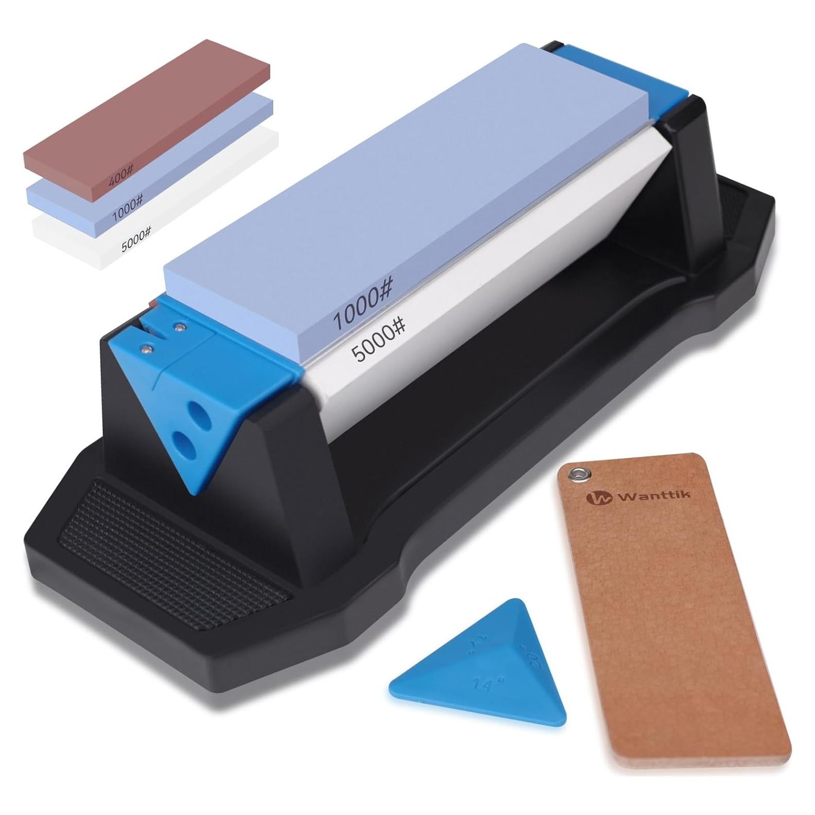 Piedra de Afilado de Cuchillos Wanttik 3 Lados Grano 400/1000/5000