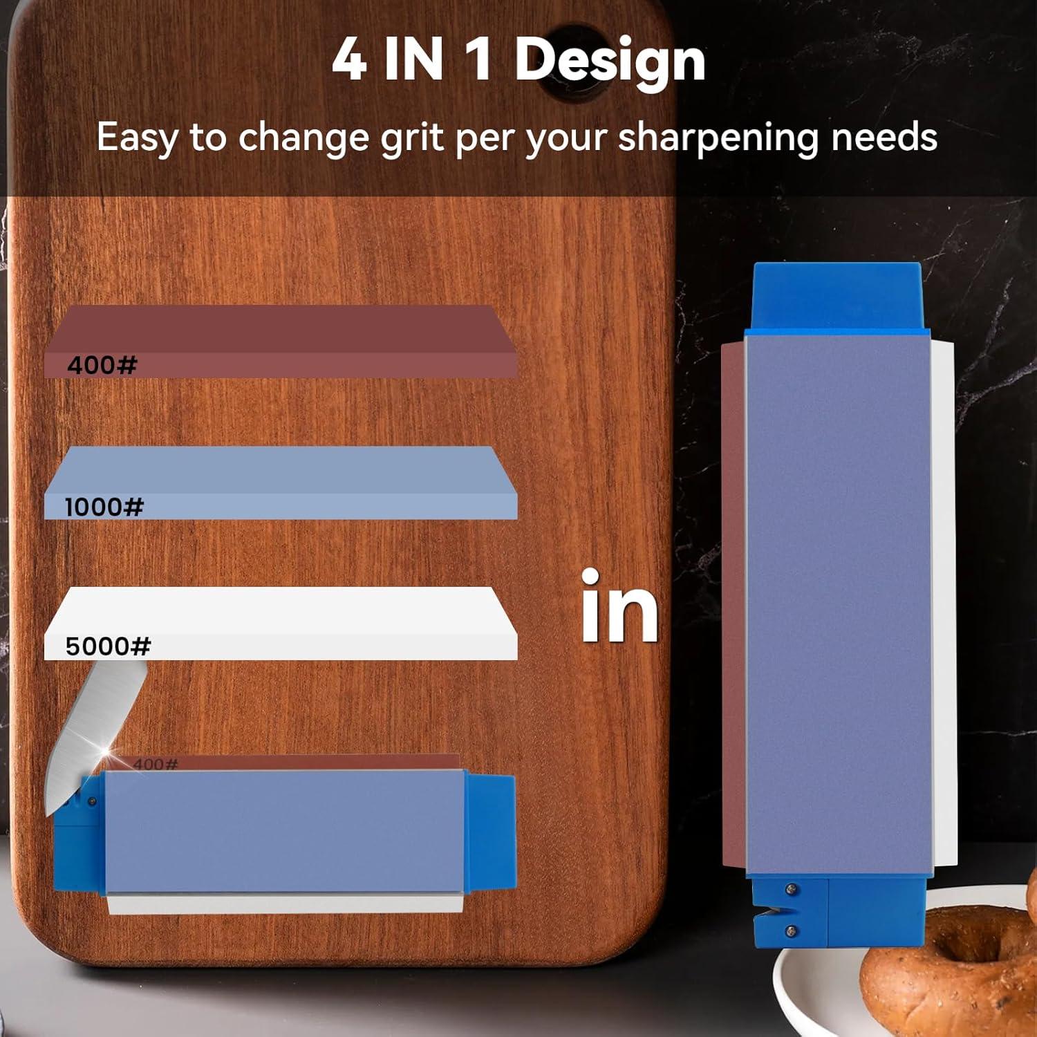 Piedra de Afilado de Cuchillos Wanttik 3 Lados Grano 400/1000/5000