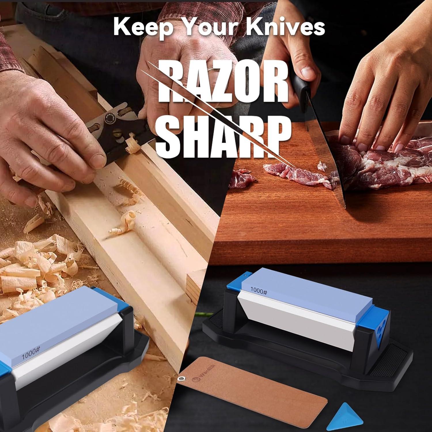 Piedra de Afilado de Cuchillos Wanttik 3 Lados Grano 400/1000/5000