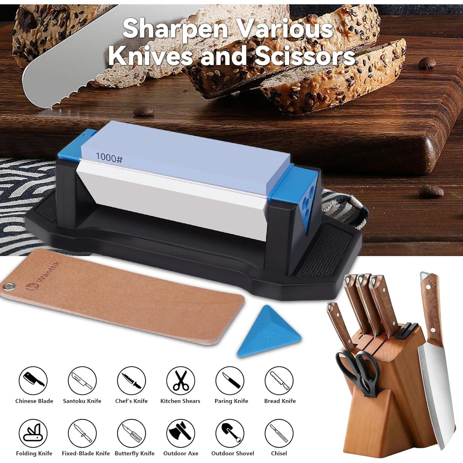 Piedra de Afilado de Cuchillos Wanttik 3 Lados Grano 400/1000/5000