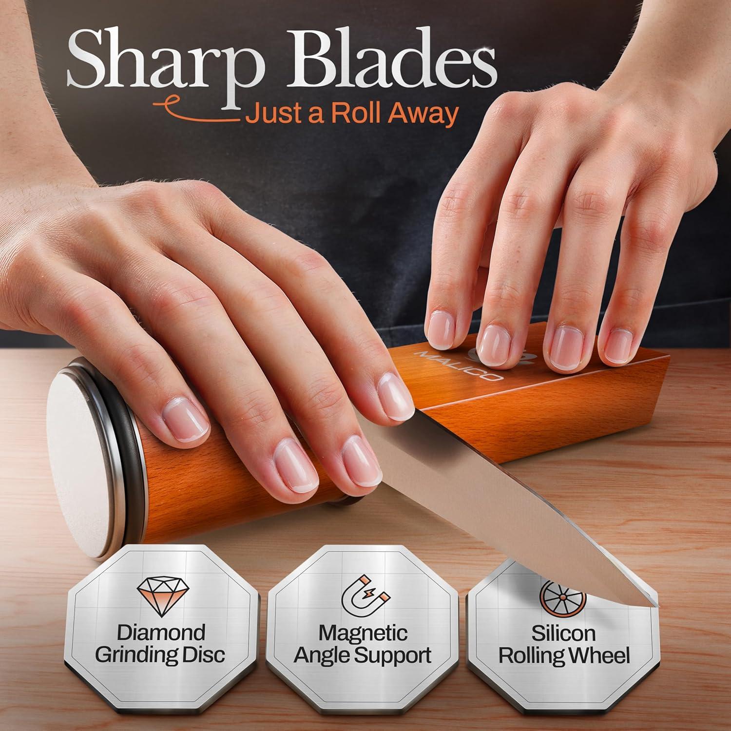 Kit Afilador de Cuchillos Rodante MALICO - Manual y Magnético