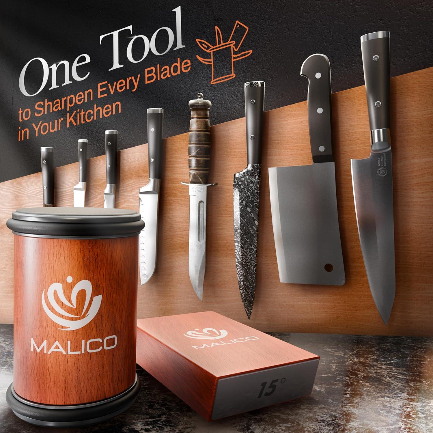 Kit Afilador de Cuchillos Rodante MALICO - Manual y Magnético