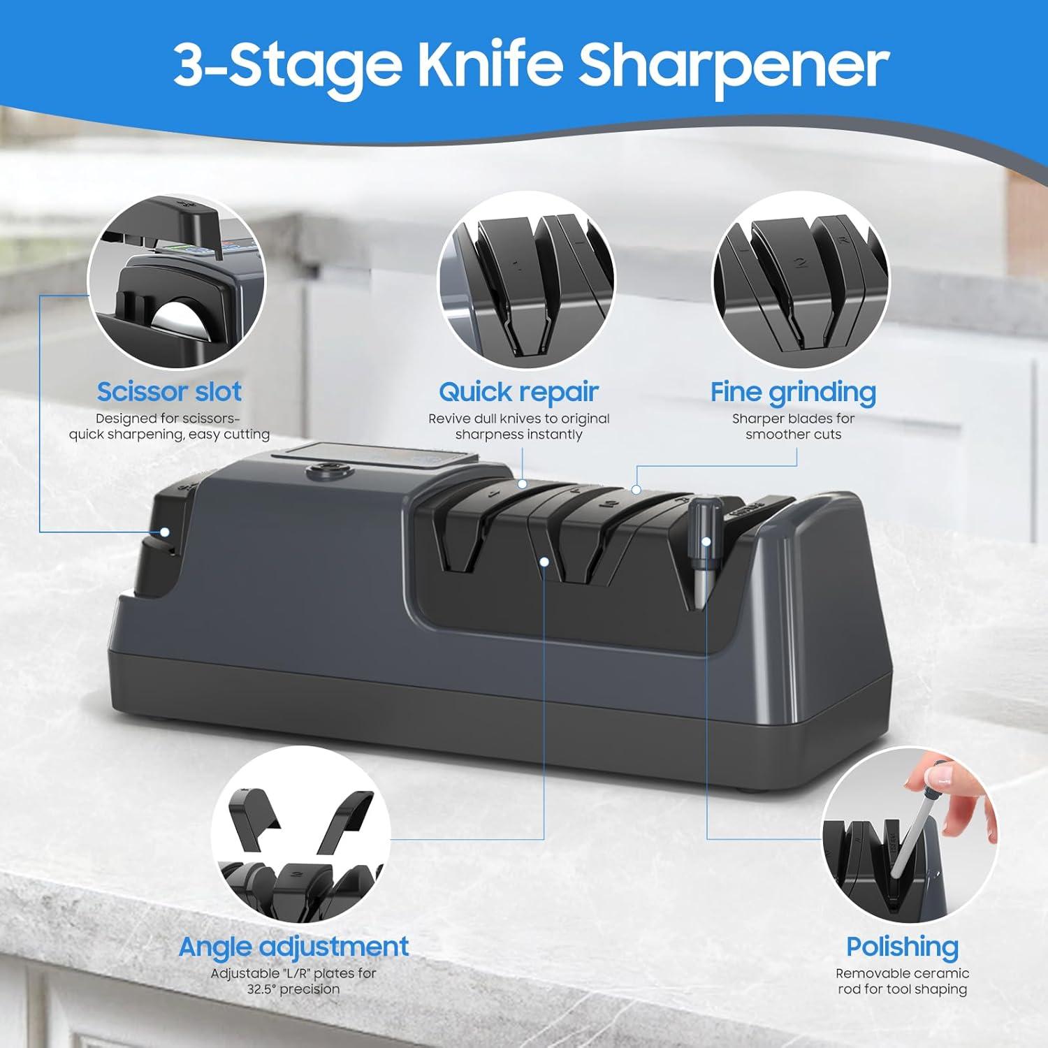 Afilador de cuchillos eléctrico 5 en 1 Newise con diamante