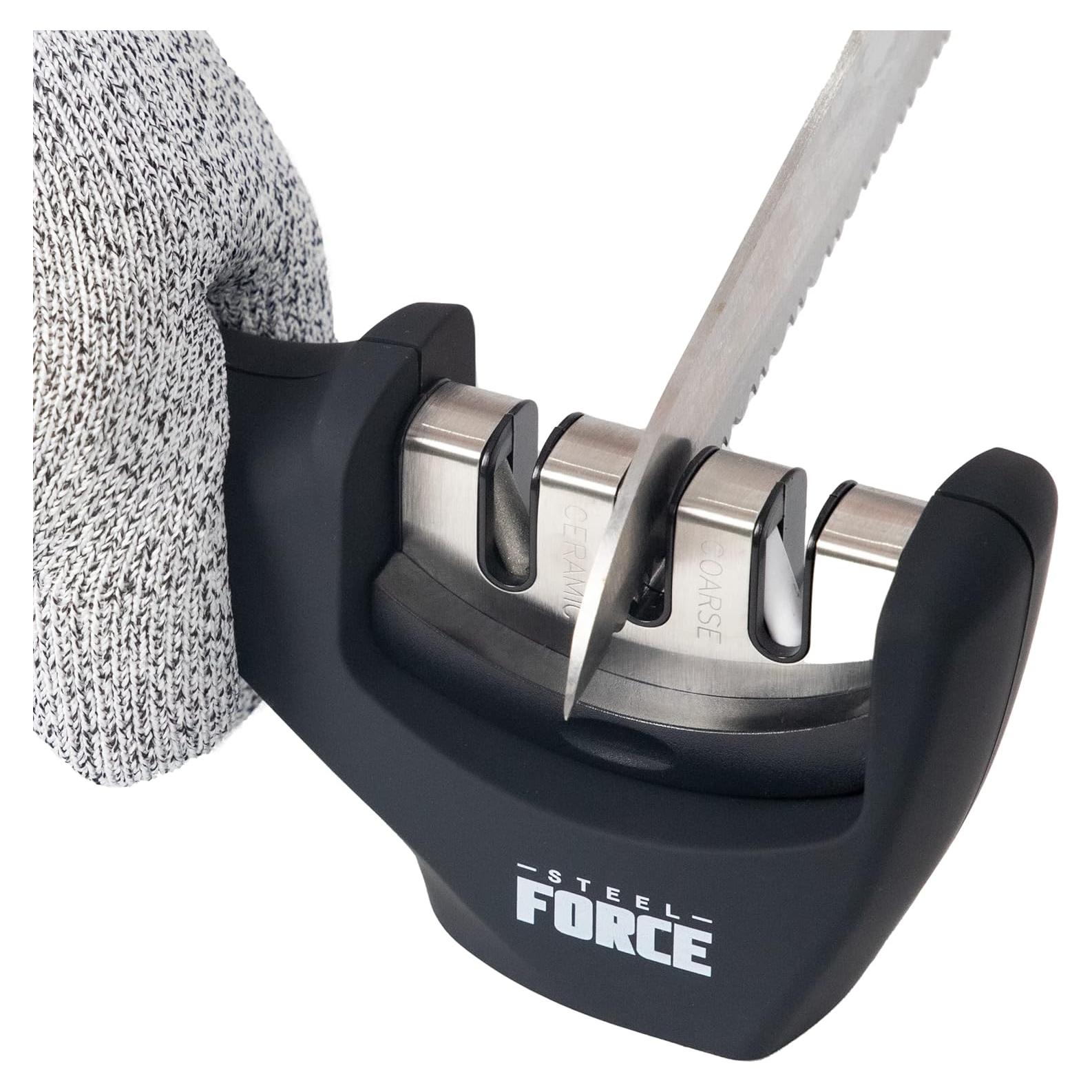 Afilador de cuchillos 4 en 1 Steel Force KS03 con guante
