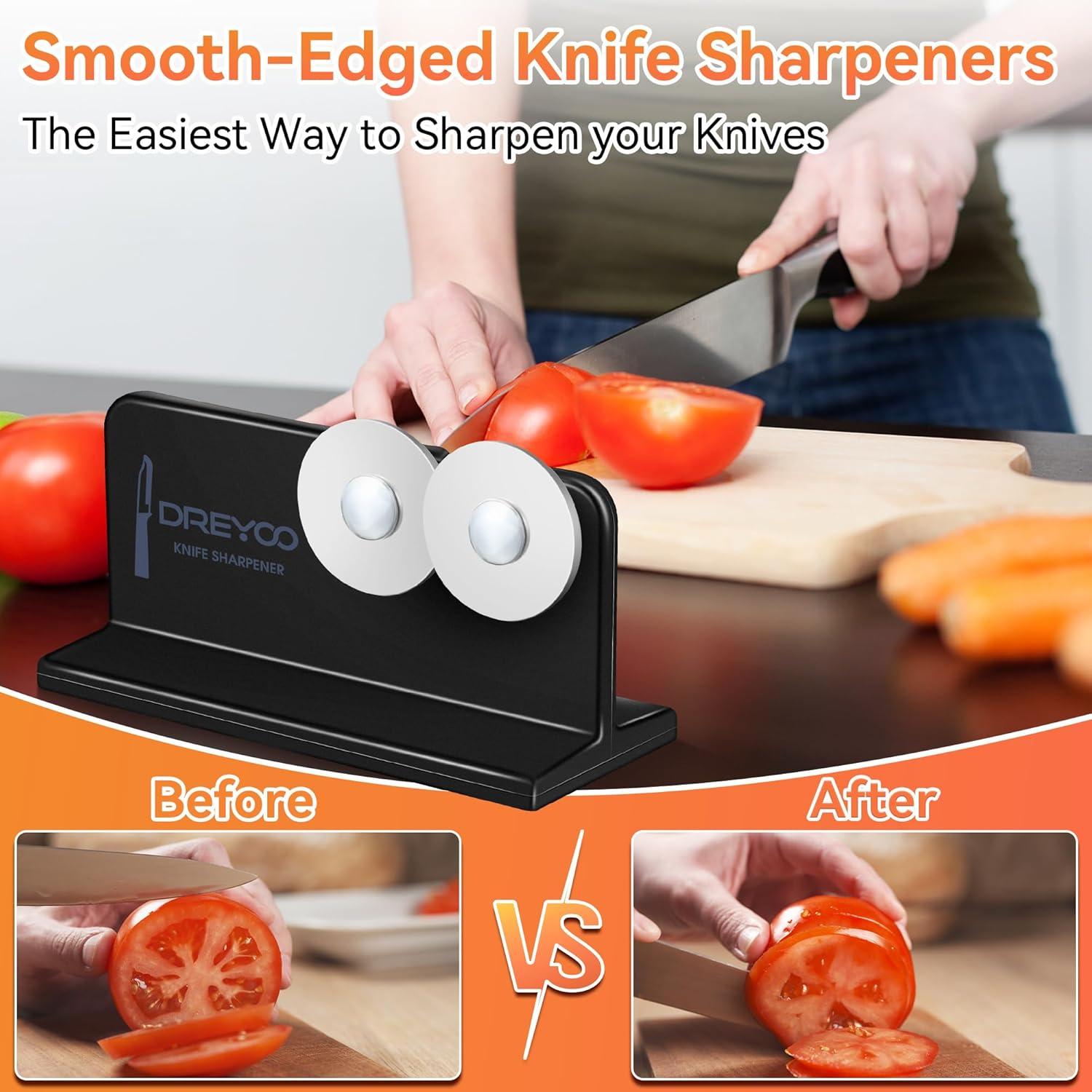 Afilador de cuchillos Dreyoo de acero inoxidable compacto
