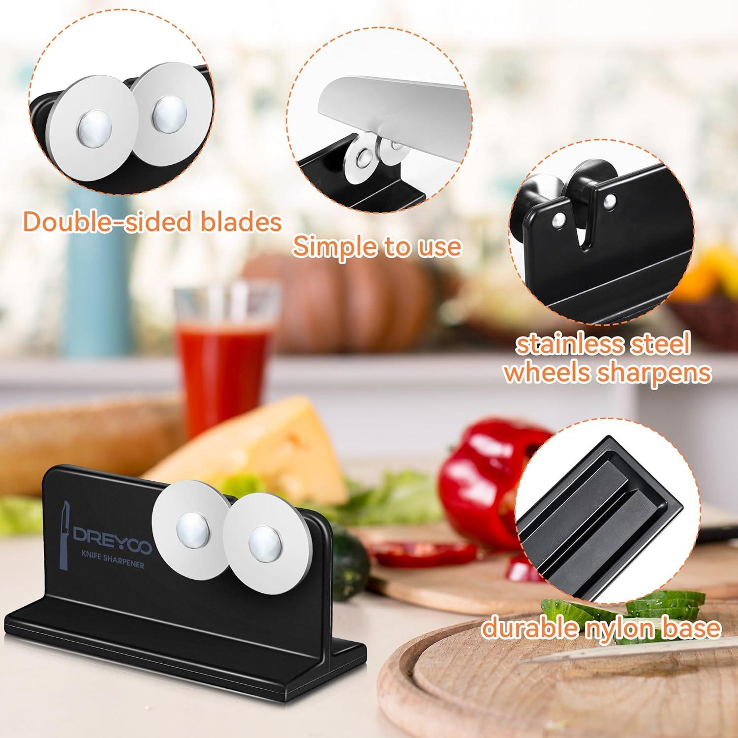 Afilador de cuchillos Dreyoo de acero inoxidable compacto