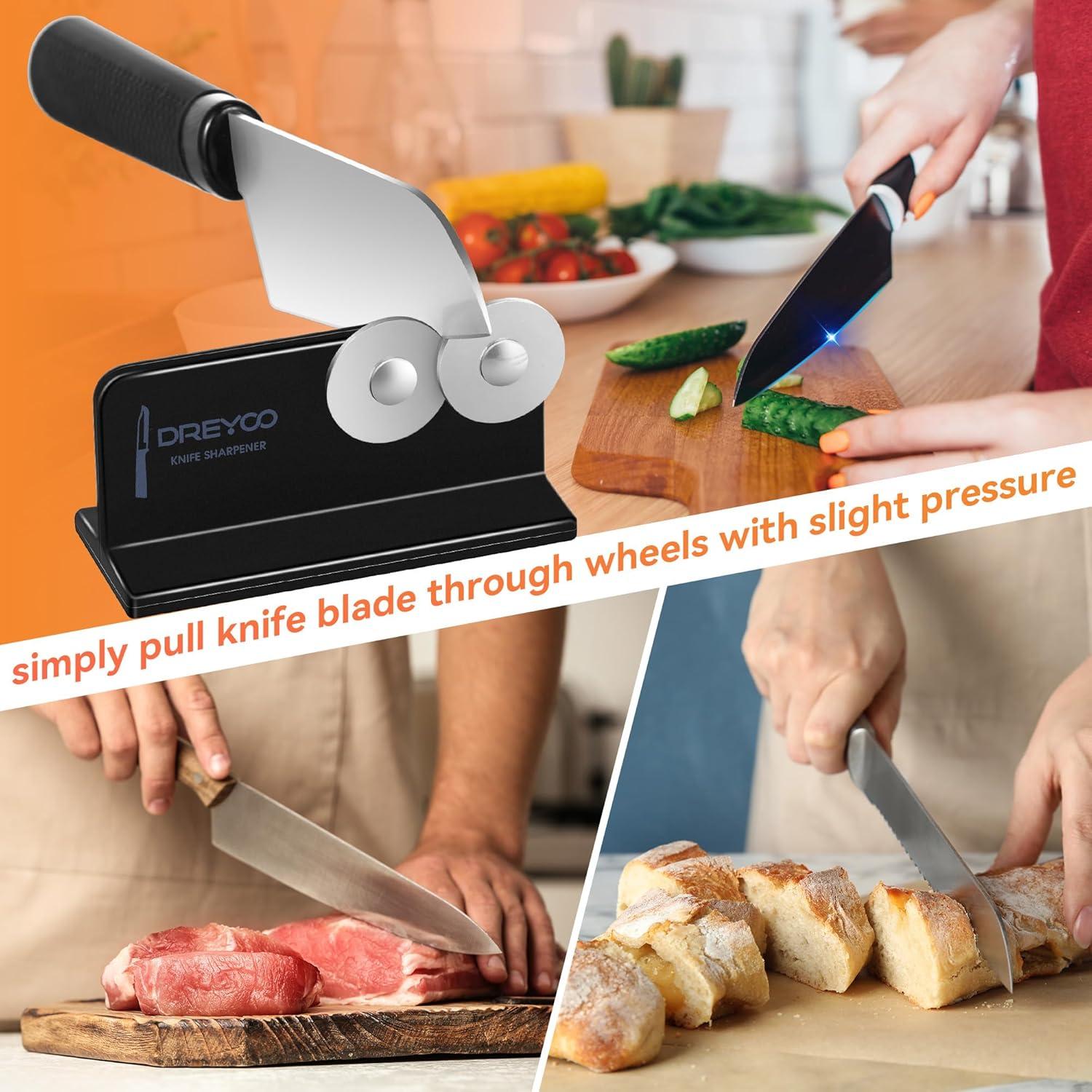 Afilador de cuchillos Dreyoo de acero inoxidable compacto