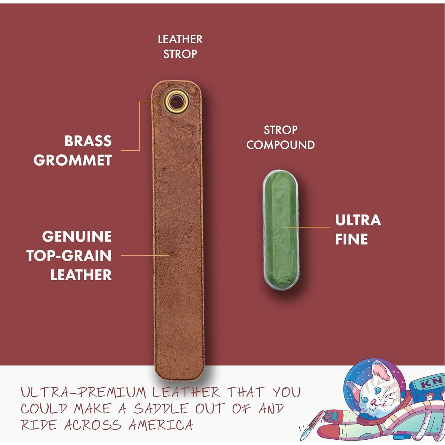 Afilador de Cuchillos Knafs de Cuero y Compuesto Ultra Fino