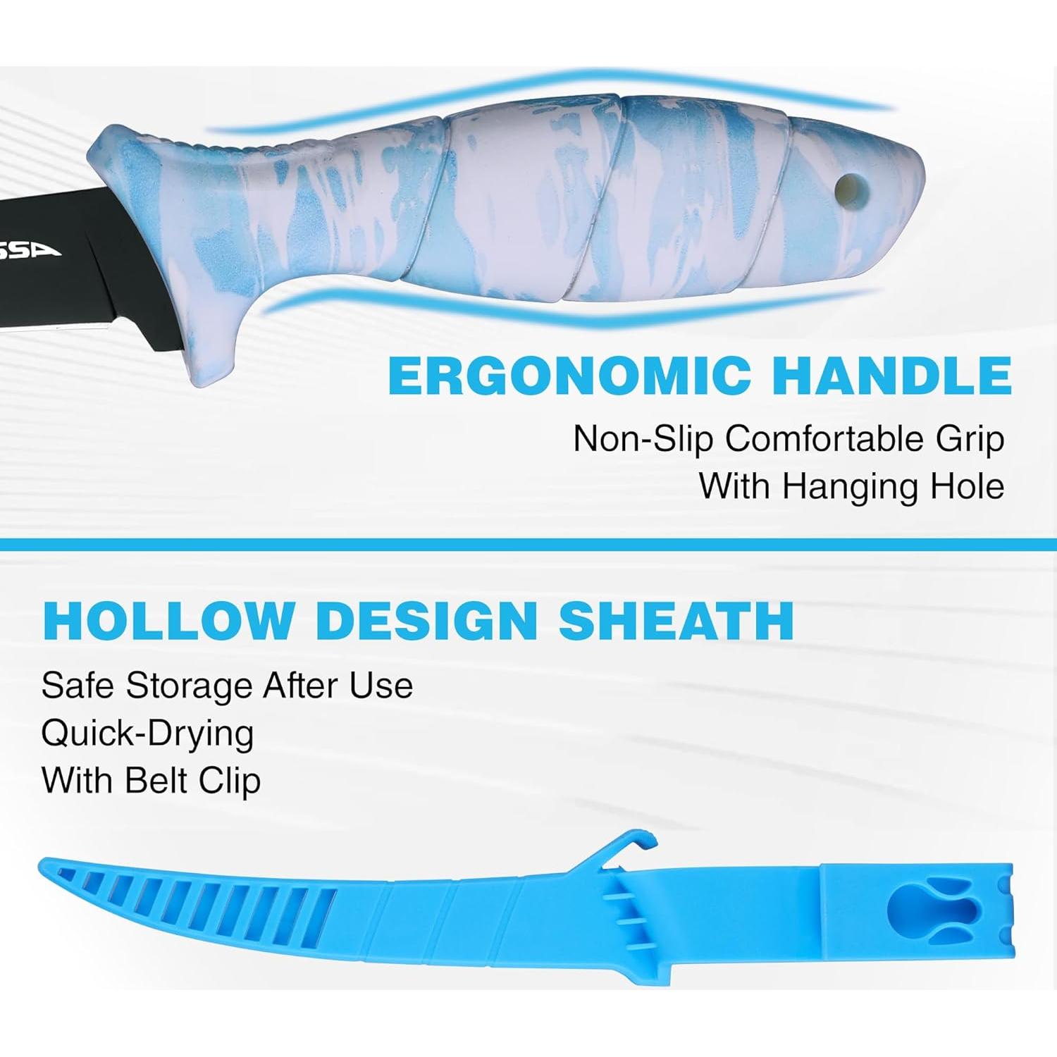 Juego de Cuchillos de Filete FLISSA 4 Piezas con Afilador