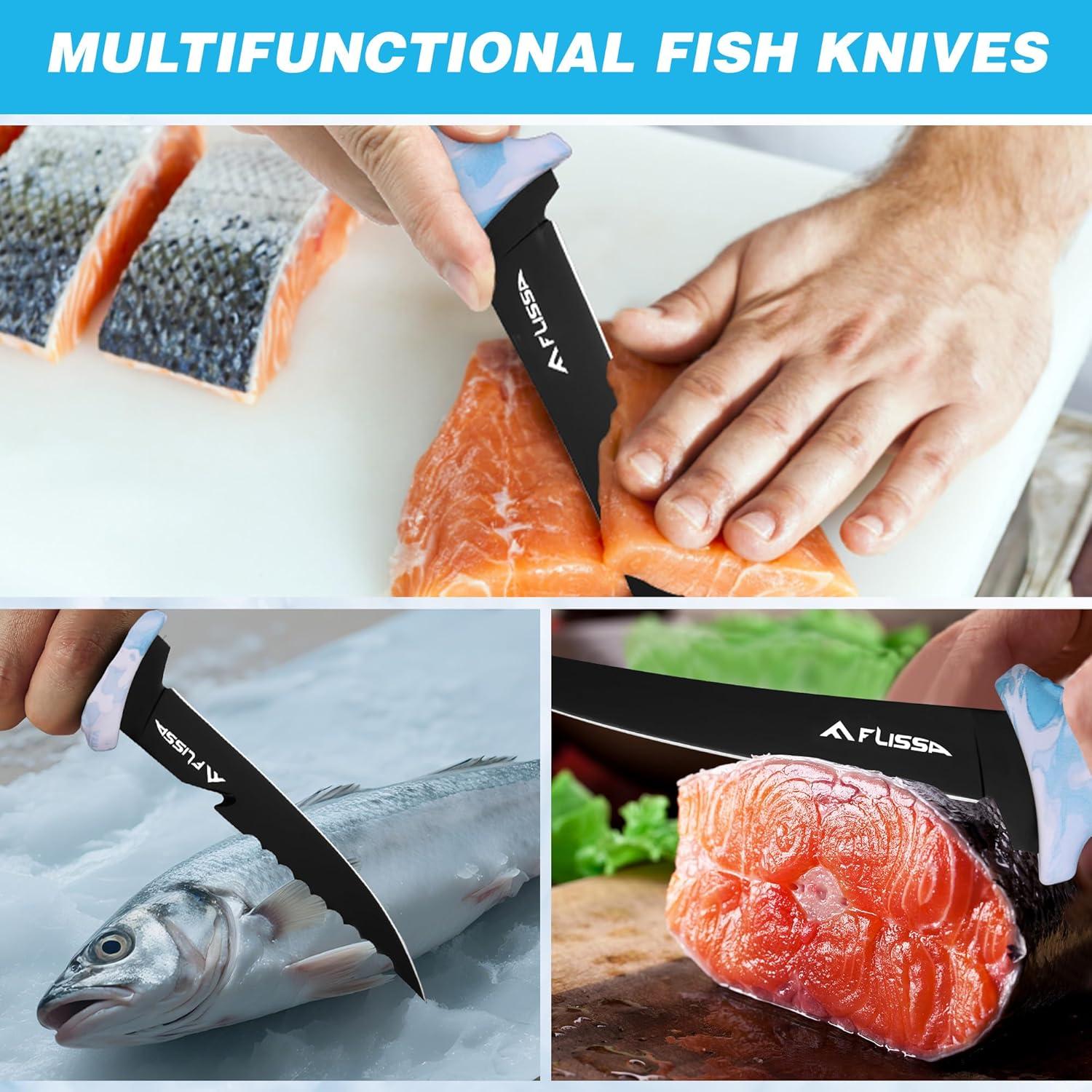 Juego de Cuchillos de Filete FLISSA 4 Piezas con Afilador