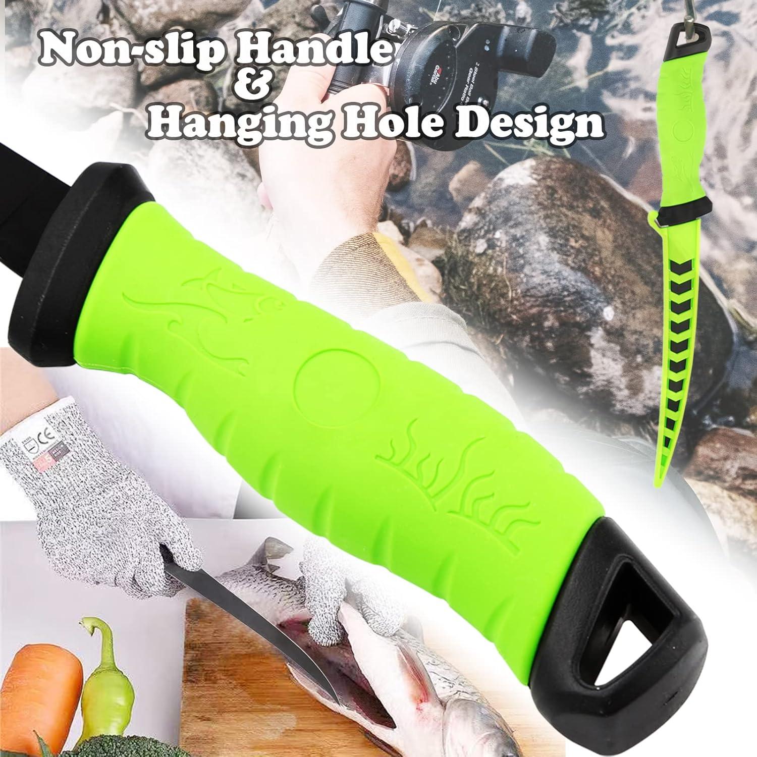Cuchillo de Filete 18 cm HOWORR con Afilador y Guantes Verde