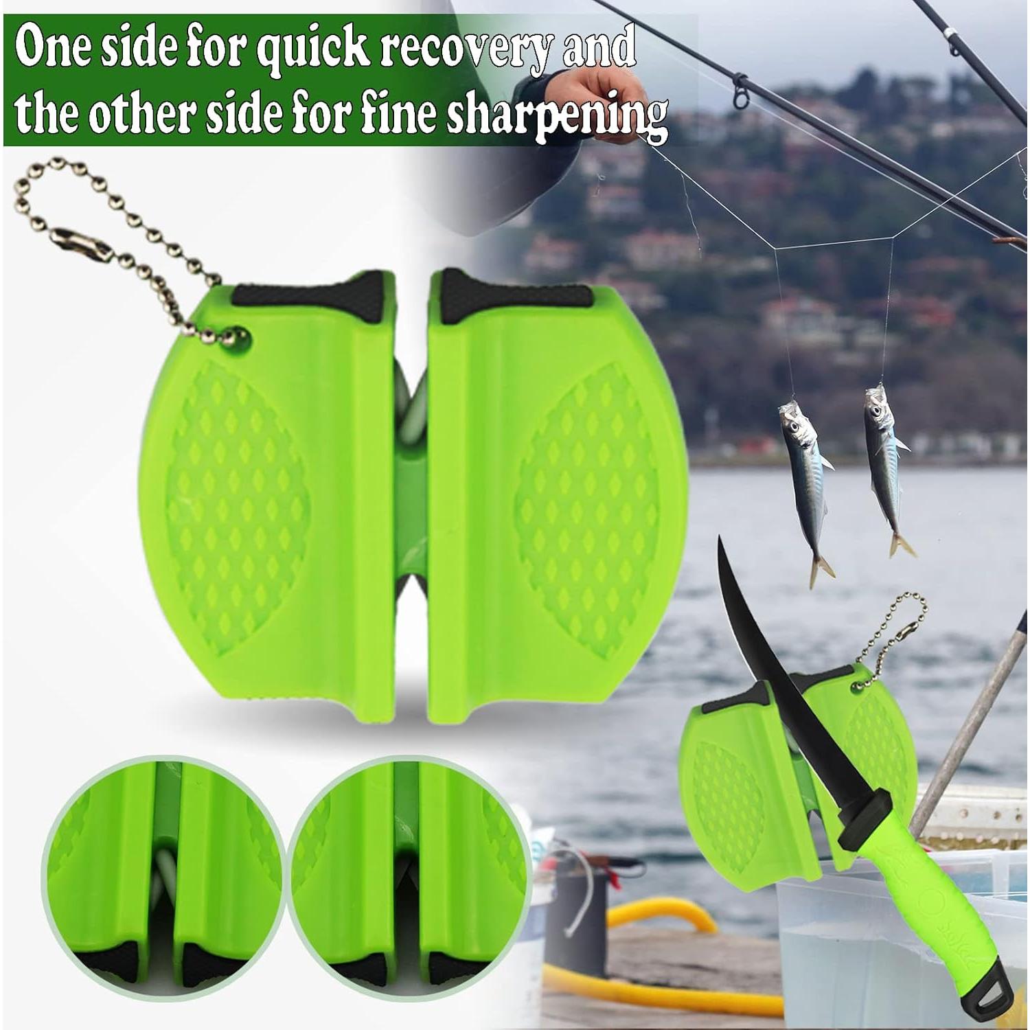 Cuchillo de Filete 18 cm HOWORR con Afilador y Guantes Verde