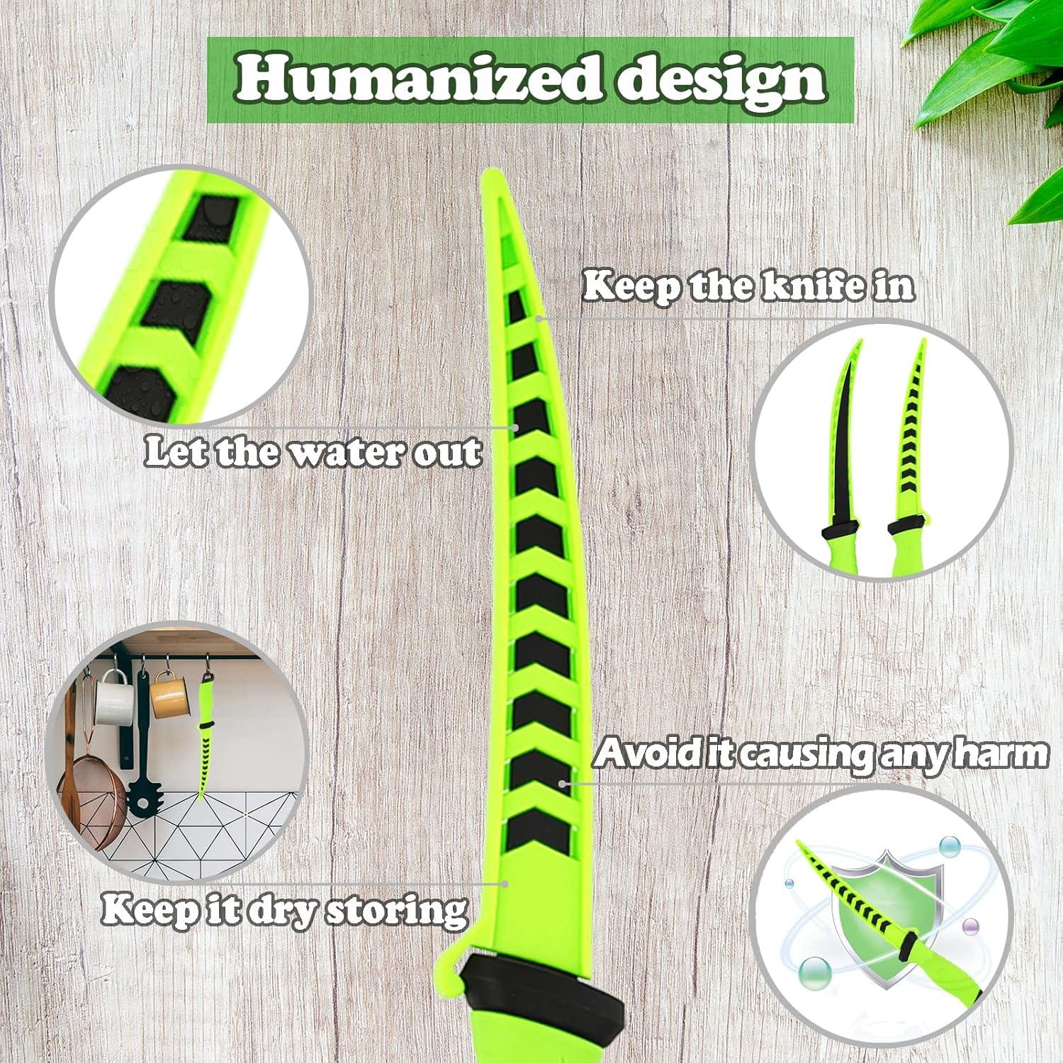 Cuchillo de Filete 18 cm HOWORR con Afilador y Guantes Verde