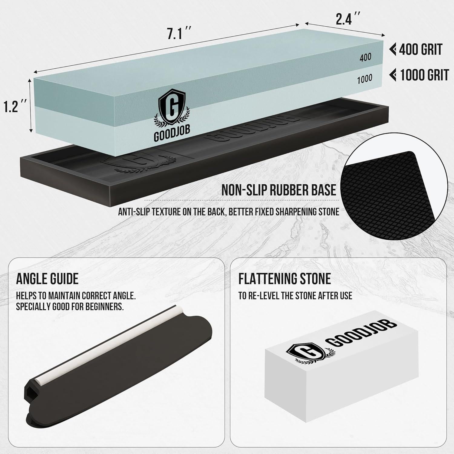 Kit de Afilado de Cuchillos Goodjob - Piedra Doble Grano 400/1000
