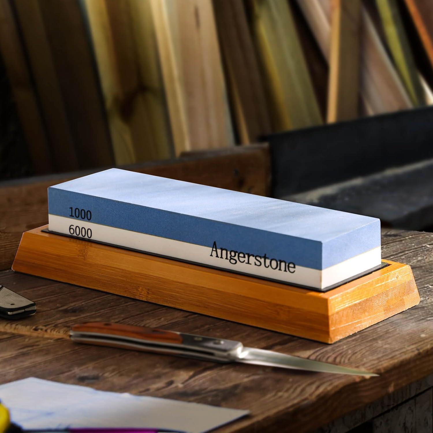 Piedra de Afilado Angerstone 1000/6000 con Base Antideslizante