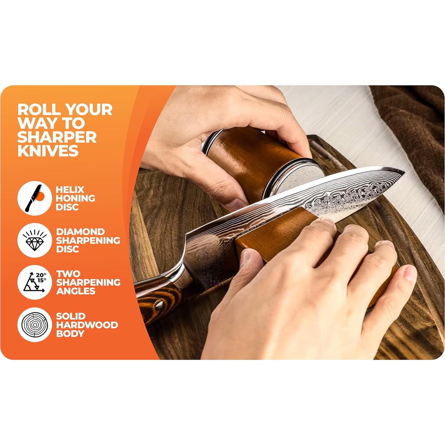 Afilador de cuchillos rodante Prompt Prep - Ajustable 15° y 20°