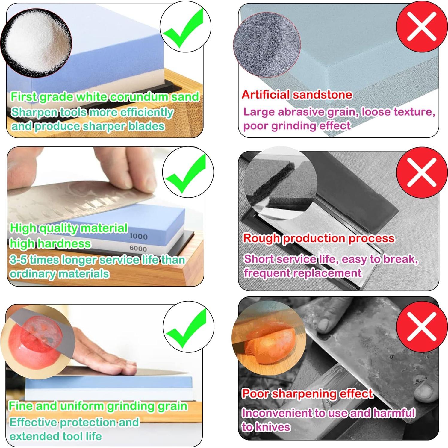 Piedra de Afilado de Cuchillos ZGQOOFA 1000/6000 Grano con Base Antideslizante
