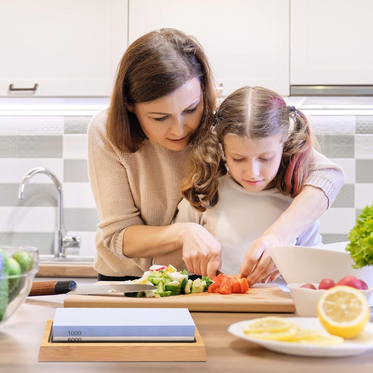 Piedra de Afilado de Cuchillos ZGQOOFA 1000/6000 Grano con Base Antideslizante
