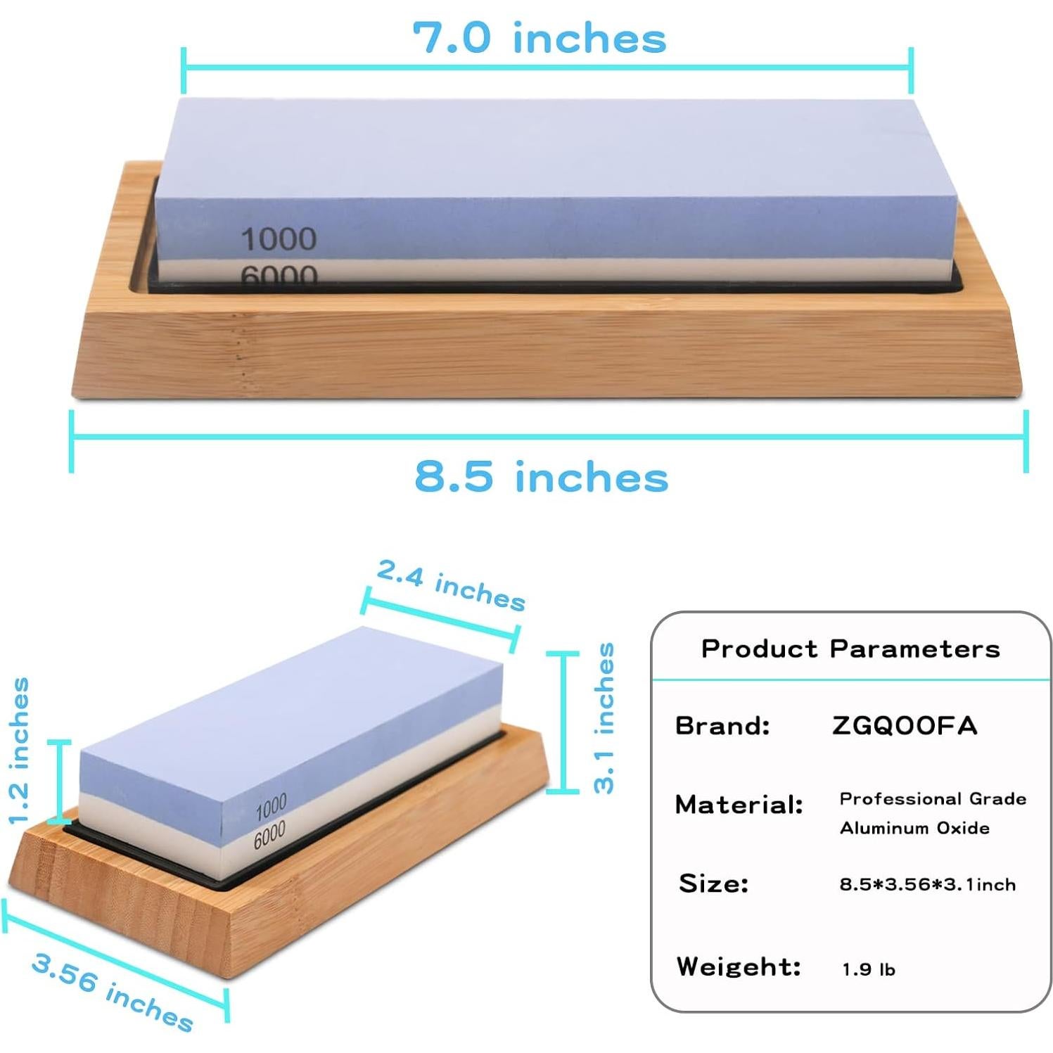 Piedra de Afilado de Cuchillos ZGQOOFA 1000/6000 Grano con Base Antideslizante