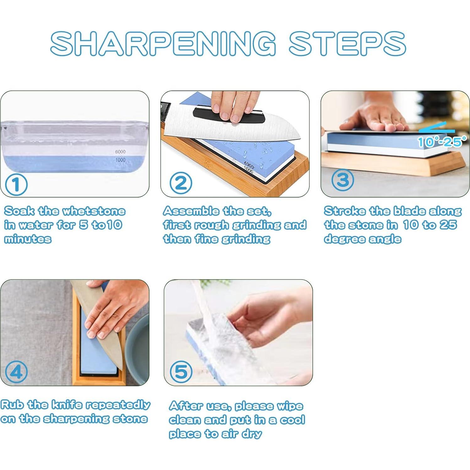 Piedra de Afilado de Cuchillos ZGQOOFA 1000/6000 Grano con Base Antideslizante