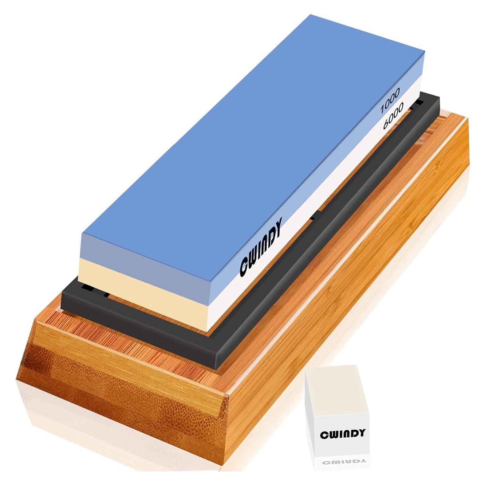 Kit de piedra de afilar CWINDY 1000/6000 con base antideslizante