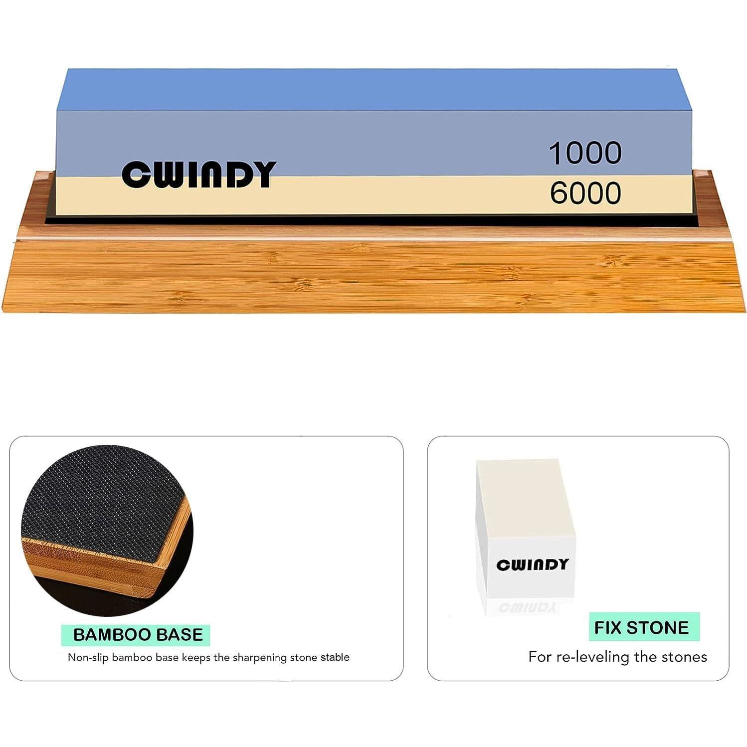 Kit de piedra de afilar CWINDY 1000/6000 con base antideslizante