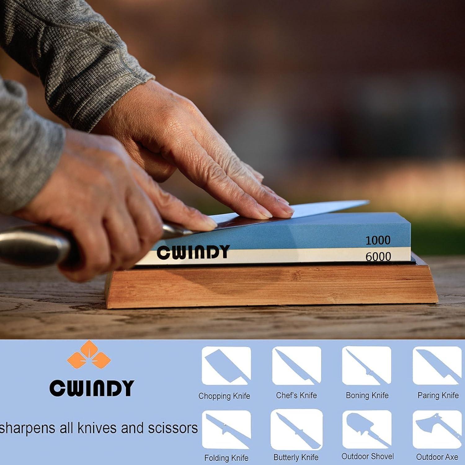 Kit de piedra de afilar CWINDY 1000/6000 con base antideslizante