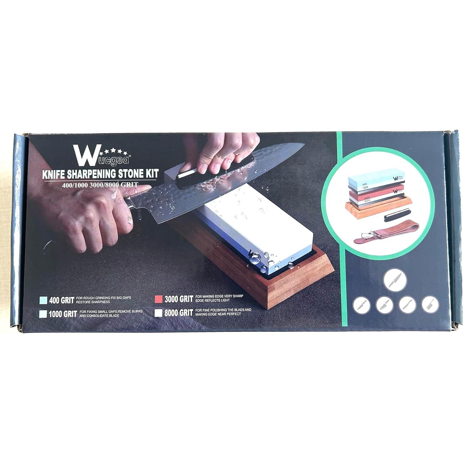 Kit de Afilado de Cuchillos Wucgea 8 en 1 con Piedras 400/1000 y 3000/8000