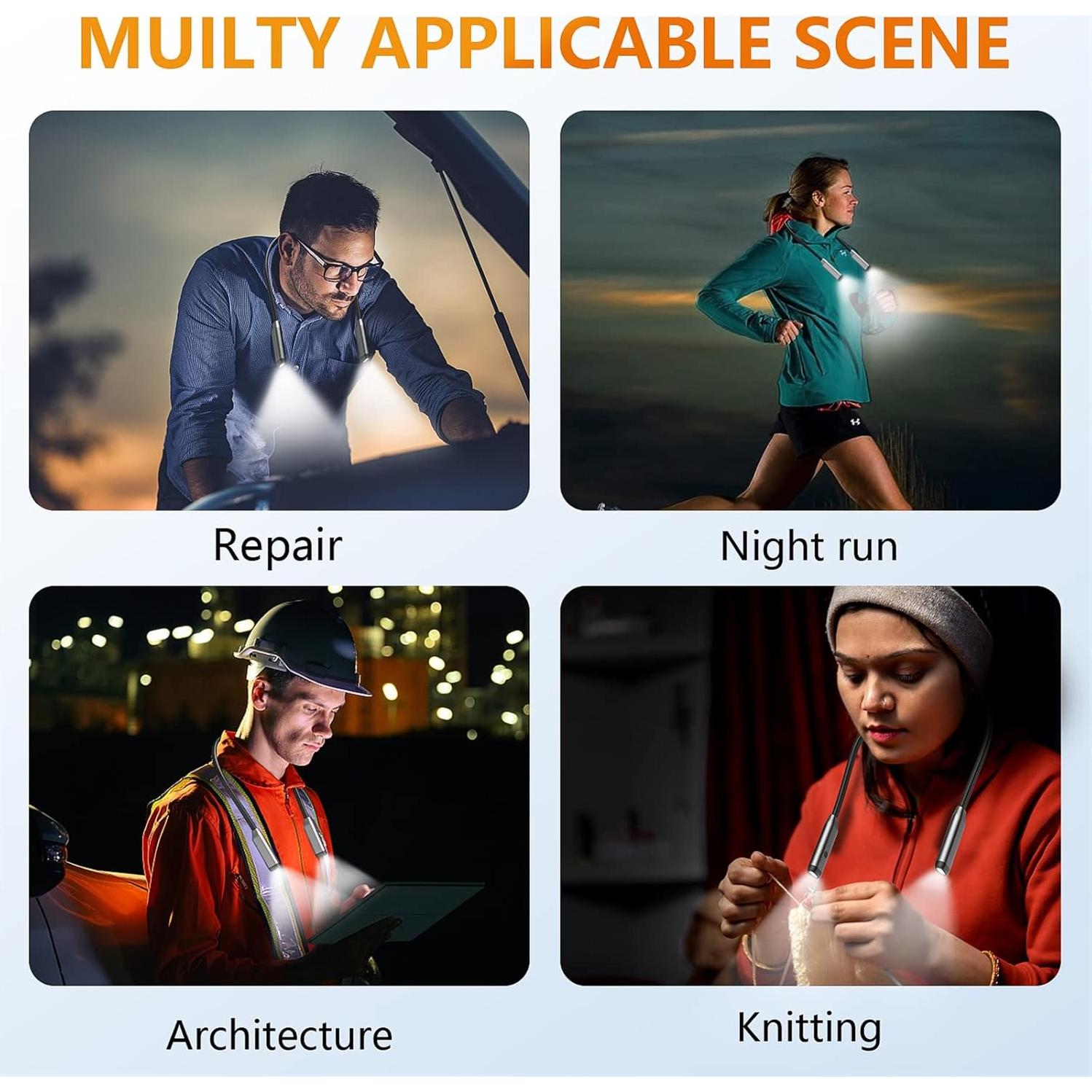 Luz de libro LED recargable GONDSILY gris, 3 colores y 3 brillos