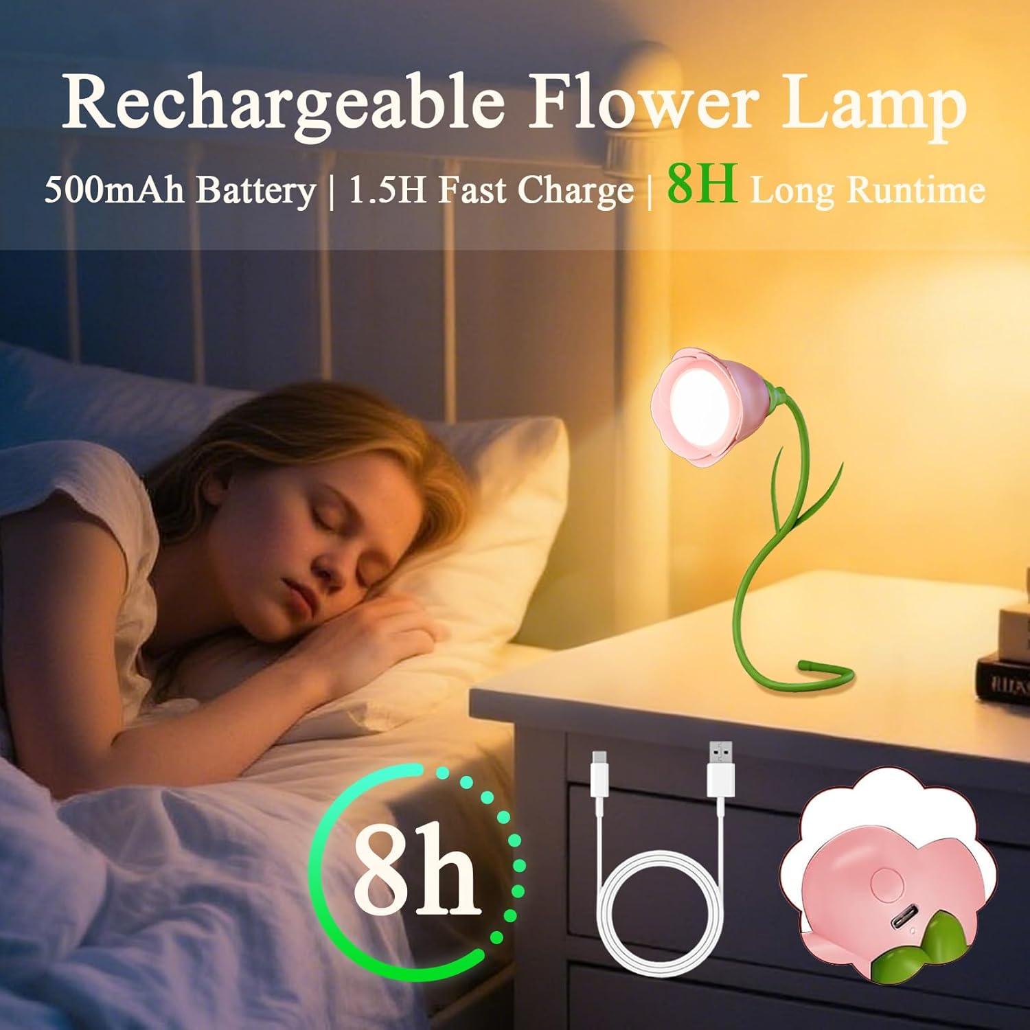 Lámpara de Lectura Flexible Osuke Rosa Recargable USB-C 3 Colores