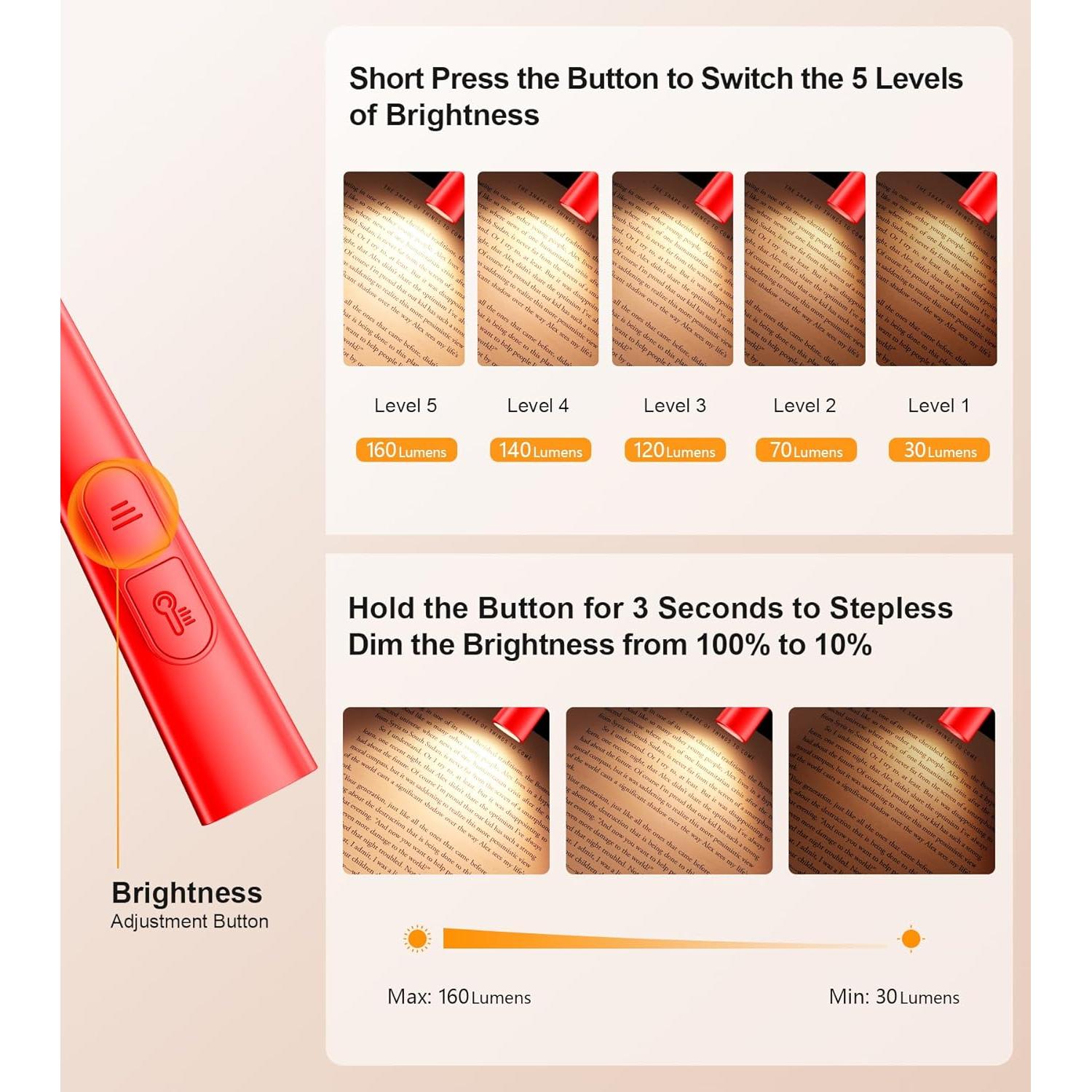 Luz de Cuello Recargable Gritin - 4 Colores, 5 Brillos, 80h