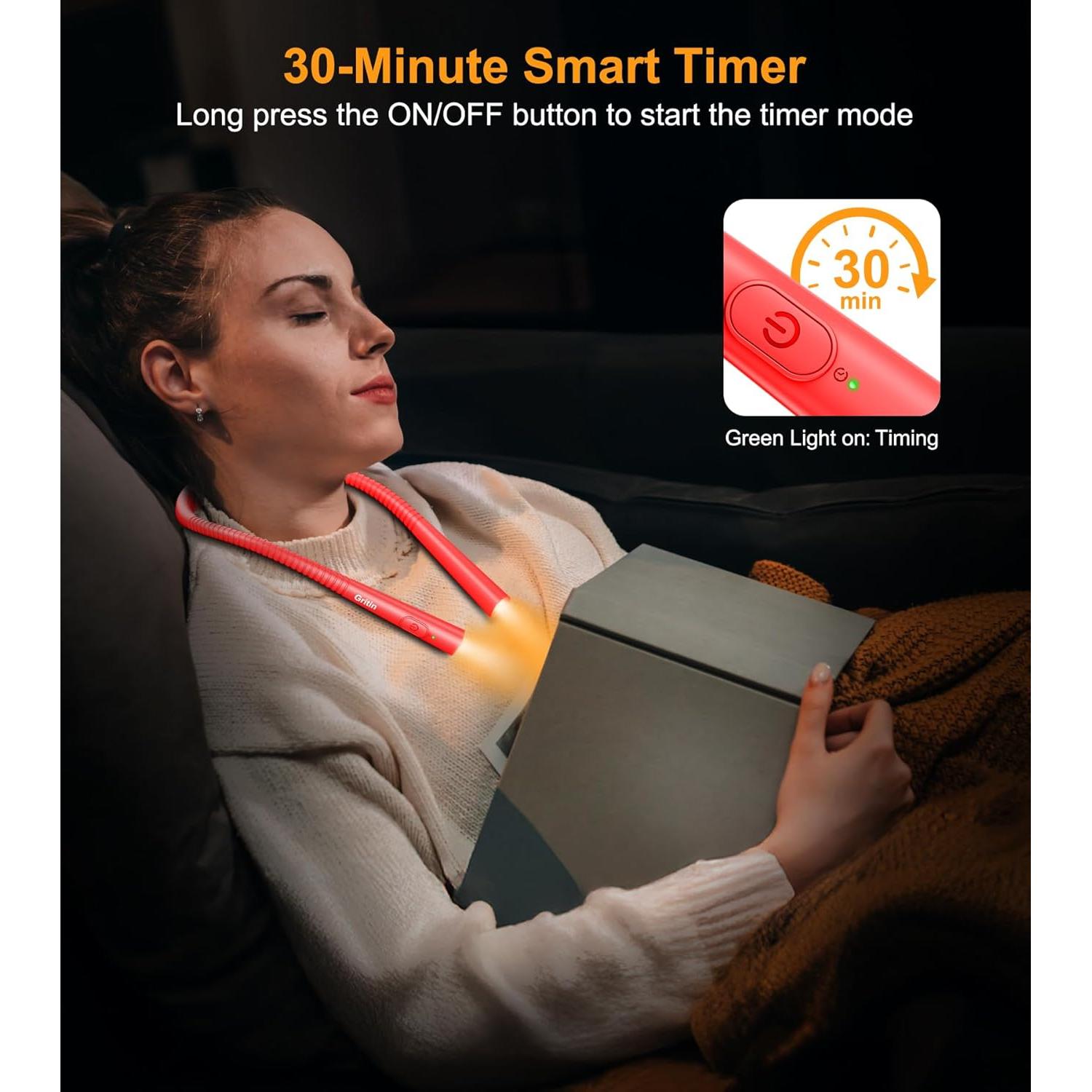 Luz de Cuello Recargable Gritin - 4 Colores, 5 Brillos, 80h