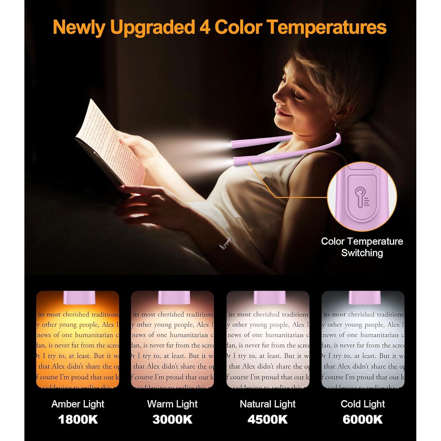 Luz de Cuello Recargable Gritin - 4 Colores, 5 Brillos, 80h