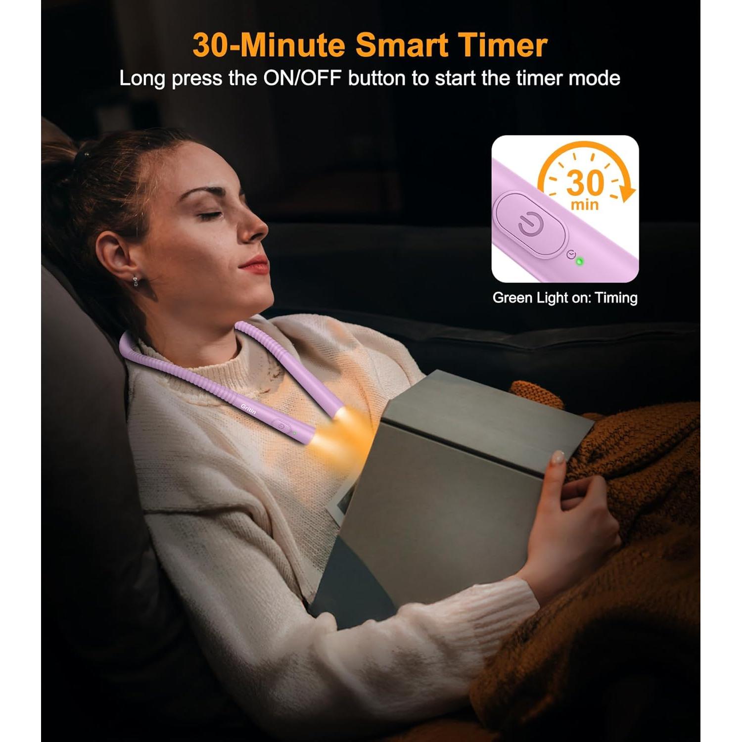 Luz de Cuello Recargable Gritin - 4 Colores, 5 Brillos, 80h