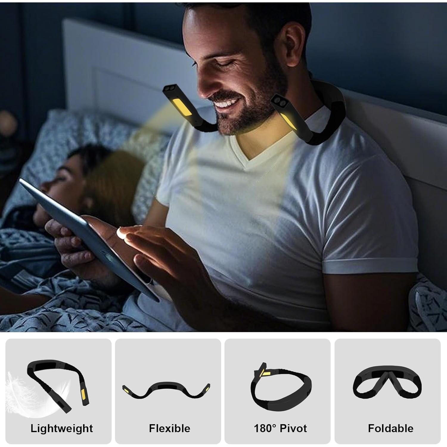 Luz de Lectura LED Recargable para Cuello KAQIAO Negra 80H