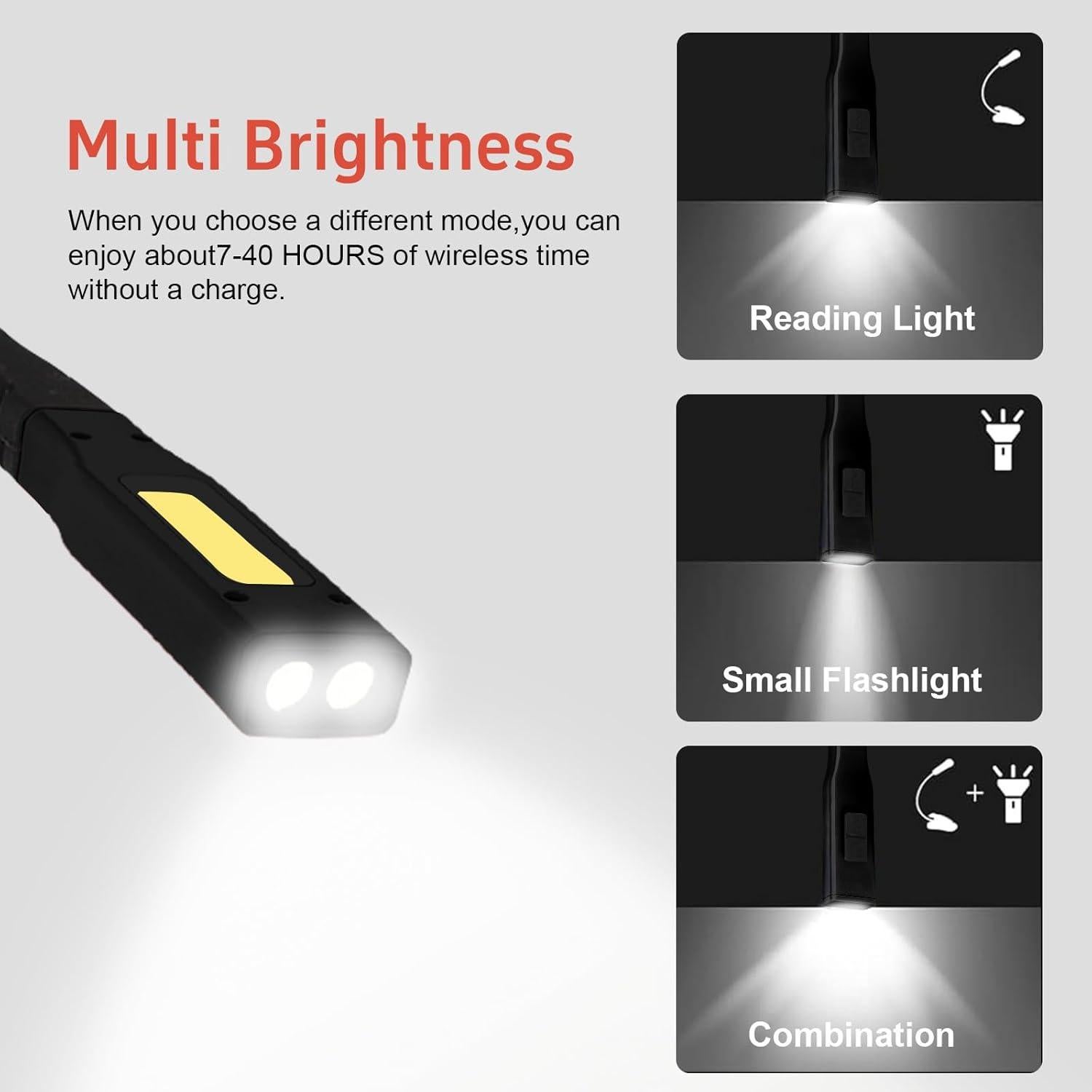 Luz de Lectura LED Recargable para Cuello KAQIAO Negra 80H