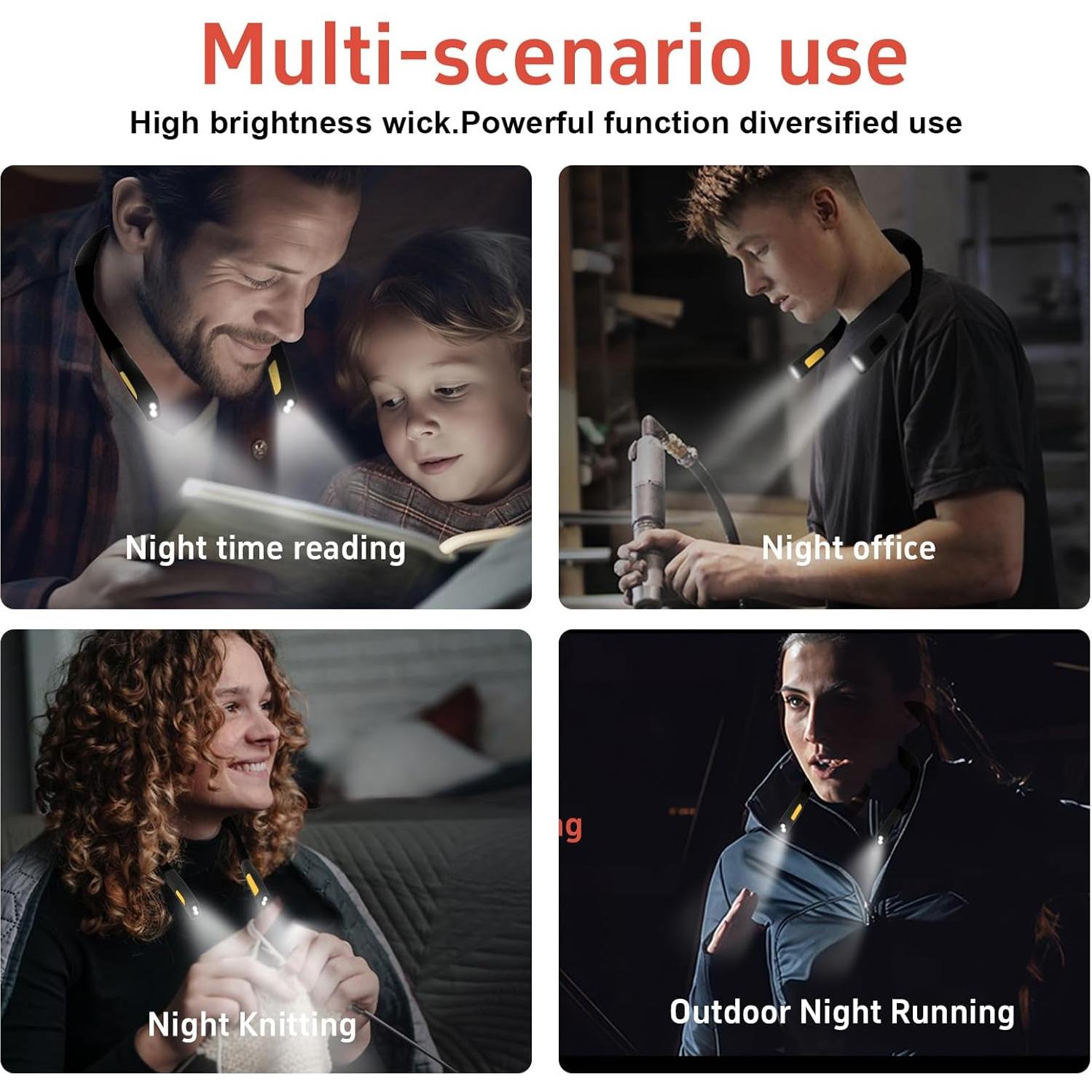 Luz de Lectura LED Recargable para Cuello KAQIAO Negra 80H