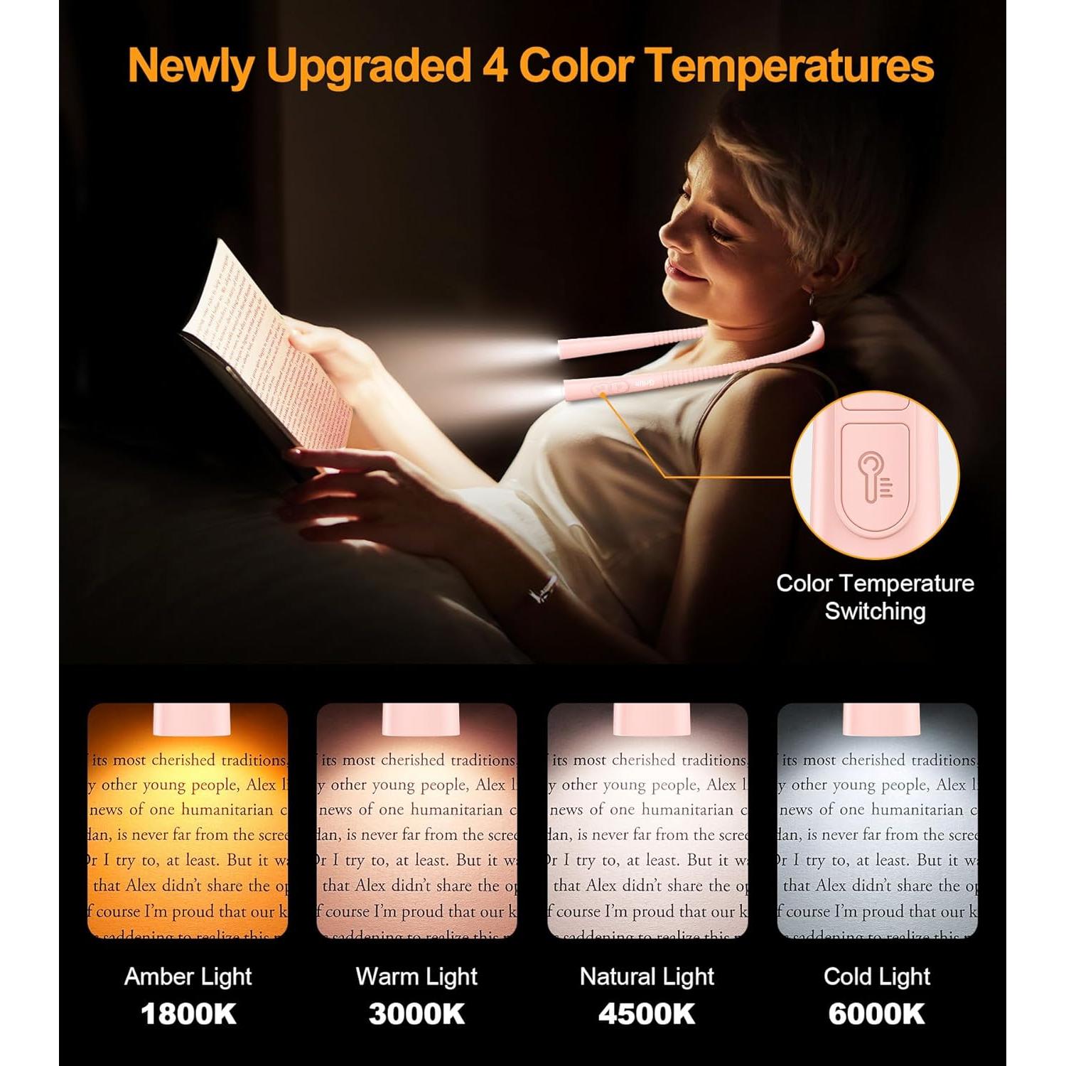 Luz de Cuello Recargable Gritin - 4 Colores, 5 Brillos, 80h