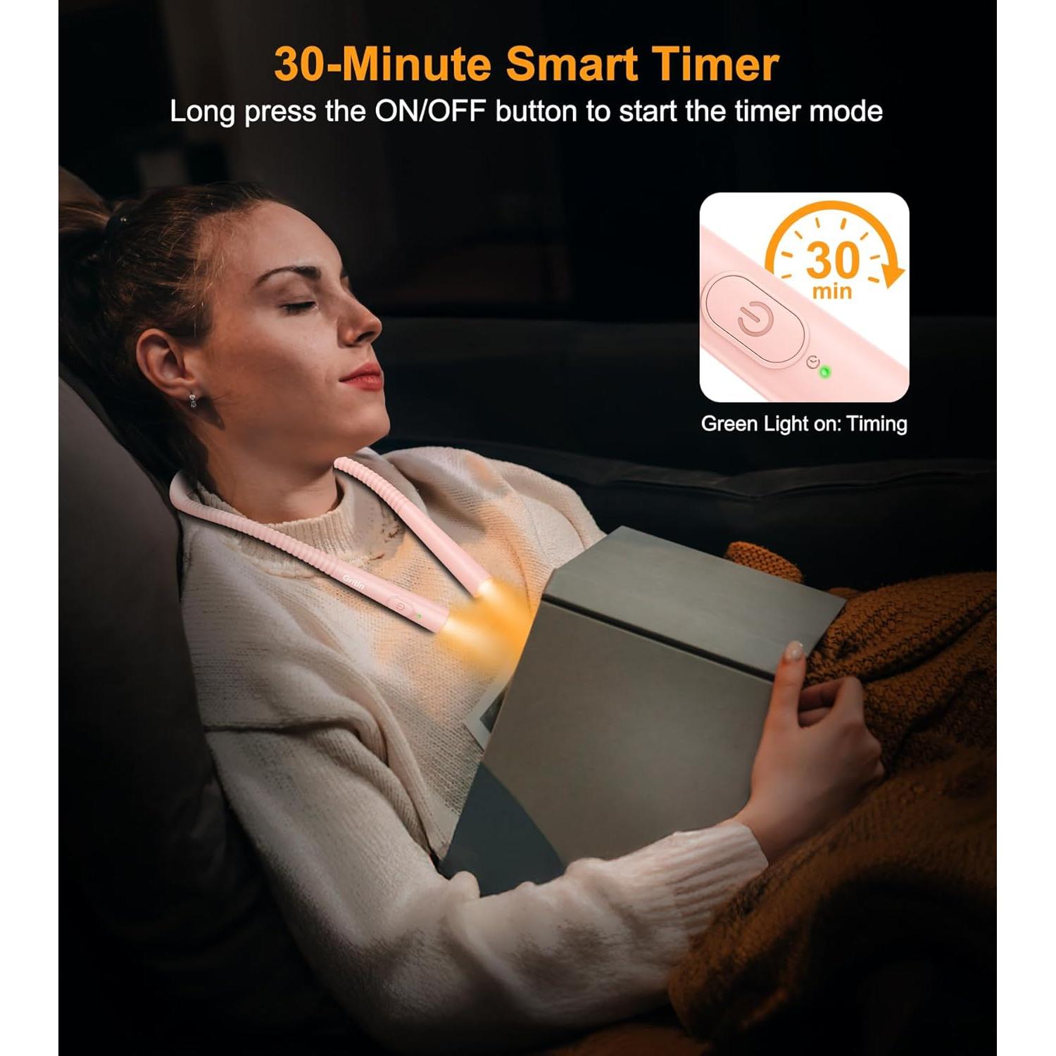 Luz de Cuello Recargable Gritin - 4 Colores, 5 Brillos, 80h